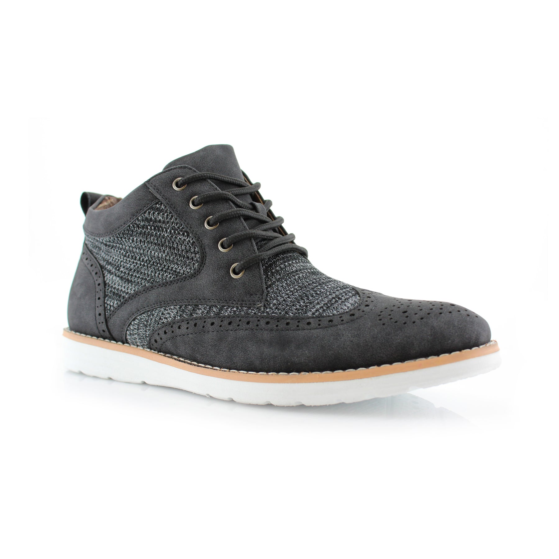 Duo-textured Mid-Top Wingtip Sneaker | Colbert by Polar Fox | Conal Footwear | Main Angle View
