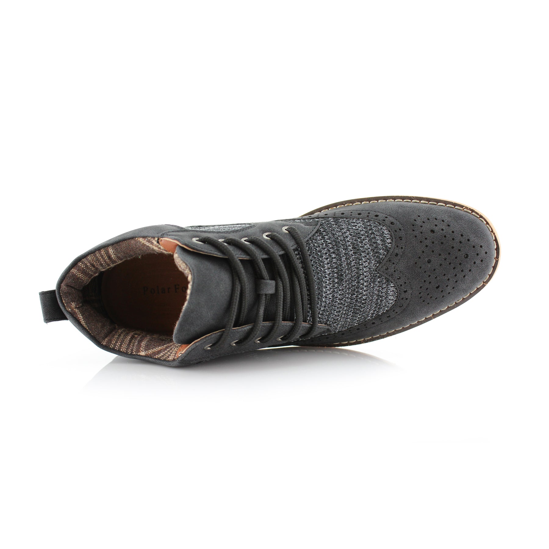 Duo-textured Mid-Top Wingtip Sneaker | Colbert by Polar Fox | Conal Footwear | Top-Down Angle View
