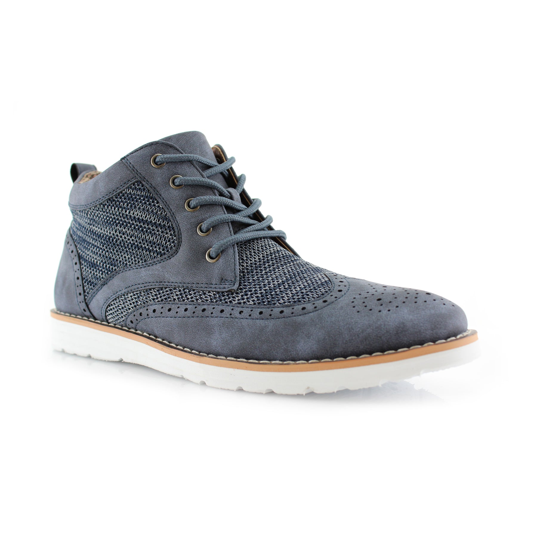 Duo-textured Mid-Top Wingtip Sneaker | Colbert by Polar Fox | Conal Footwear | Main Angle View