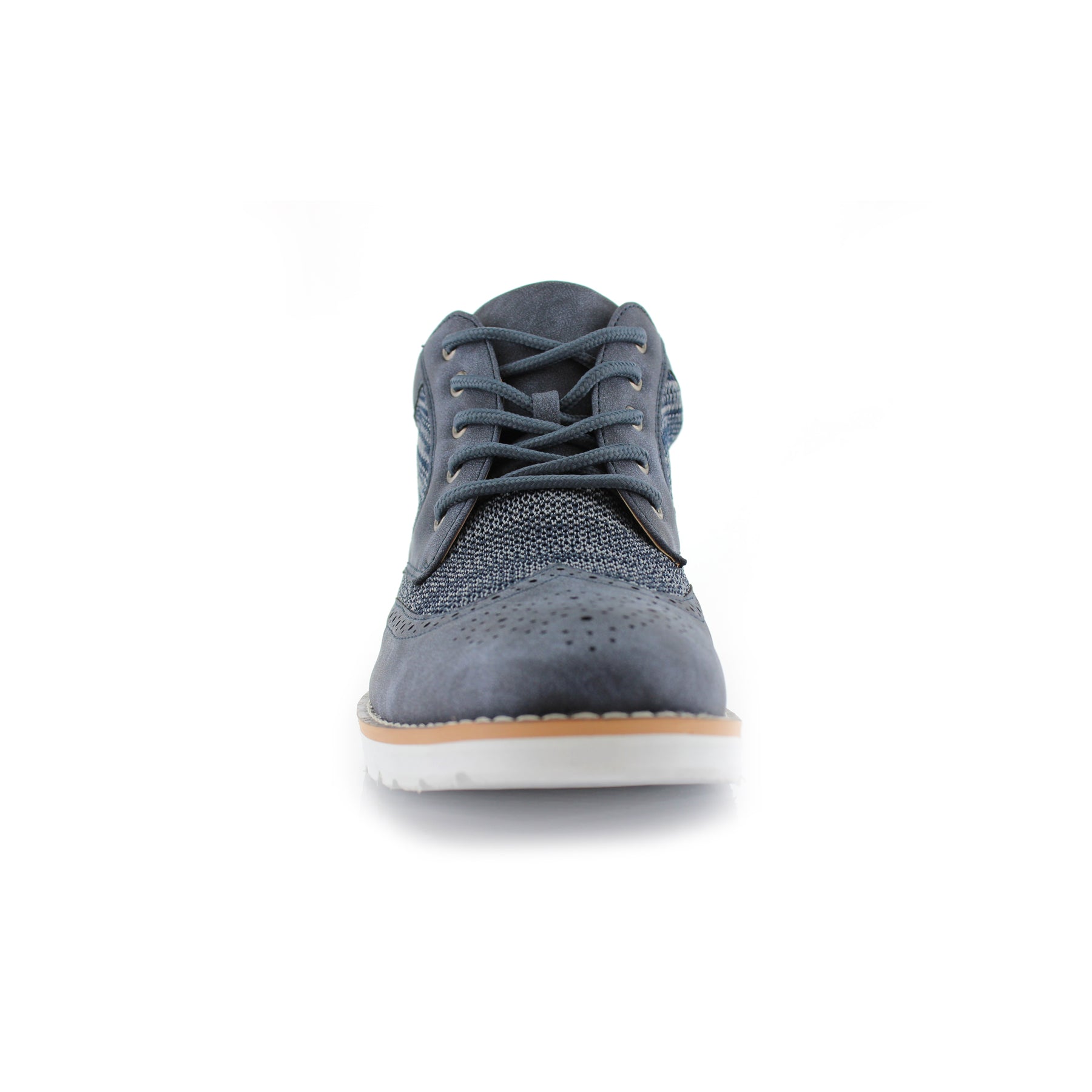 Duo-textured Mid-Top Wingtip Sneaker | Colbert by Polar Fox | Conal Footwear | Front Angle View