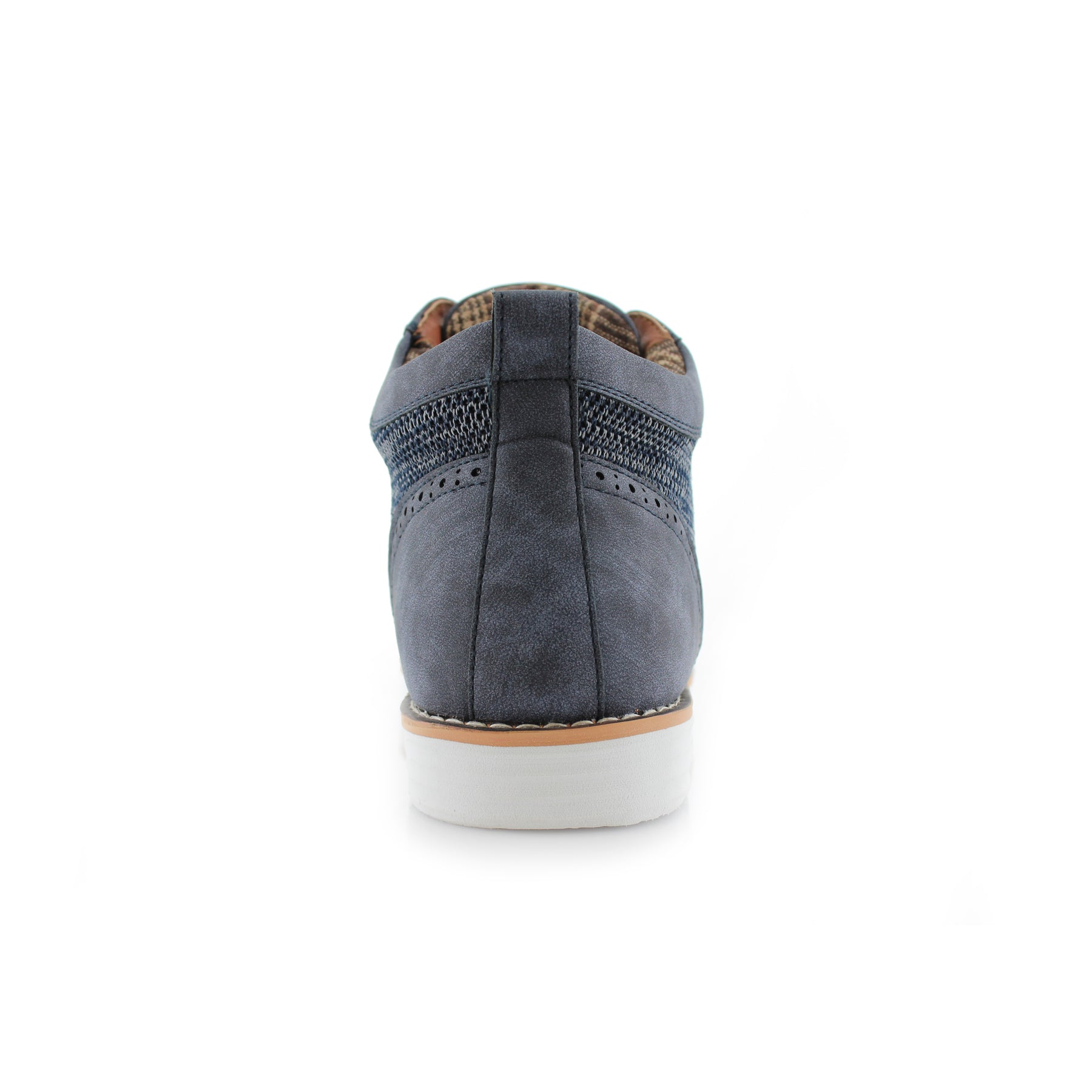 Duo-textured Mid-Top Wingtip Sneaker | Colbert by Polar Fox | Conal Footwear | Back Angle View