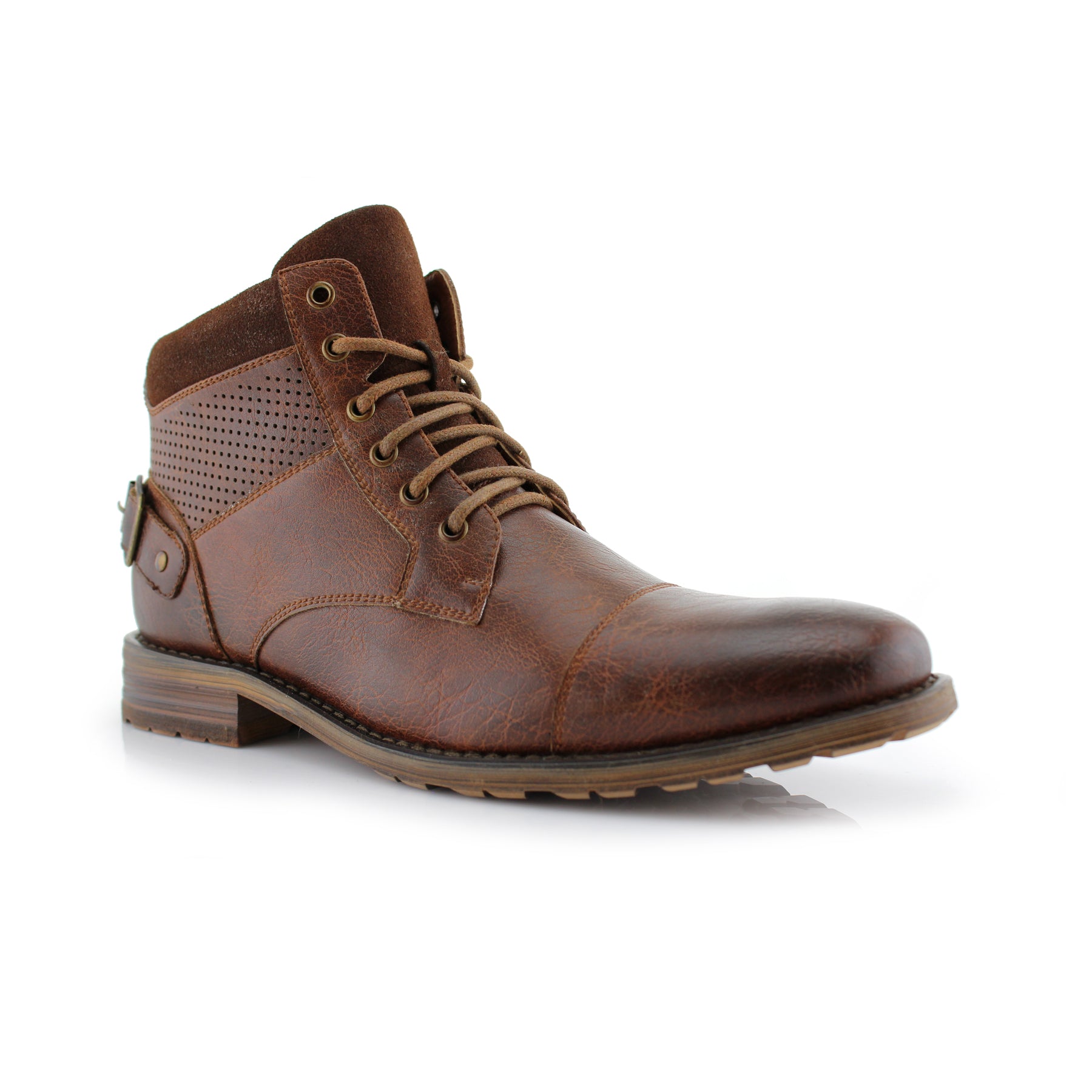 Polar Fox Men's Mixed-Texture Cap-Toe Boots