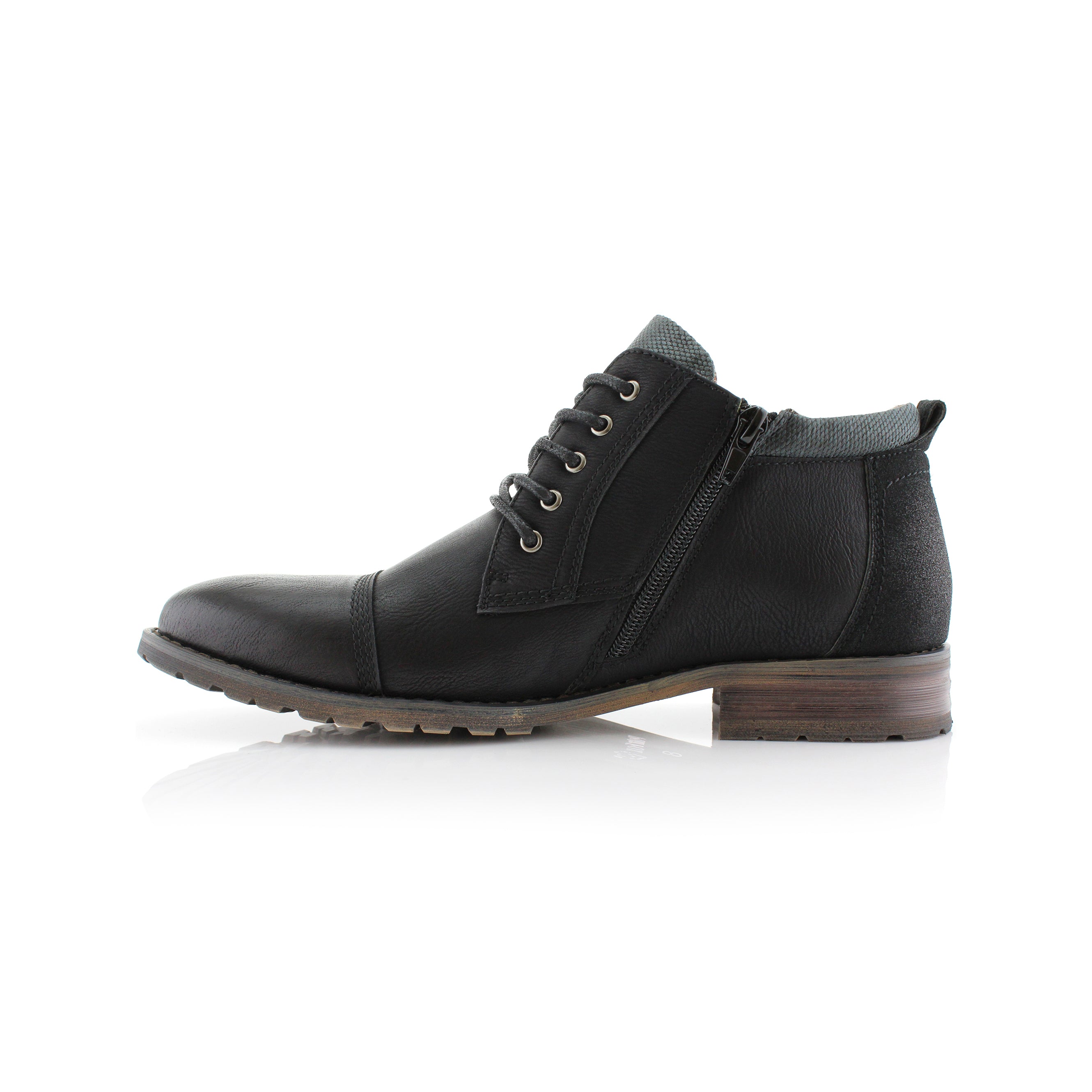 Cap-Toe Zipper Ankle Boots | Brenton by Polar Fox | Conal Footwear | Inner Side Angle View