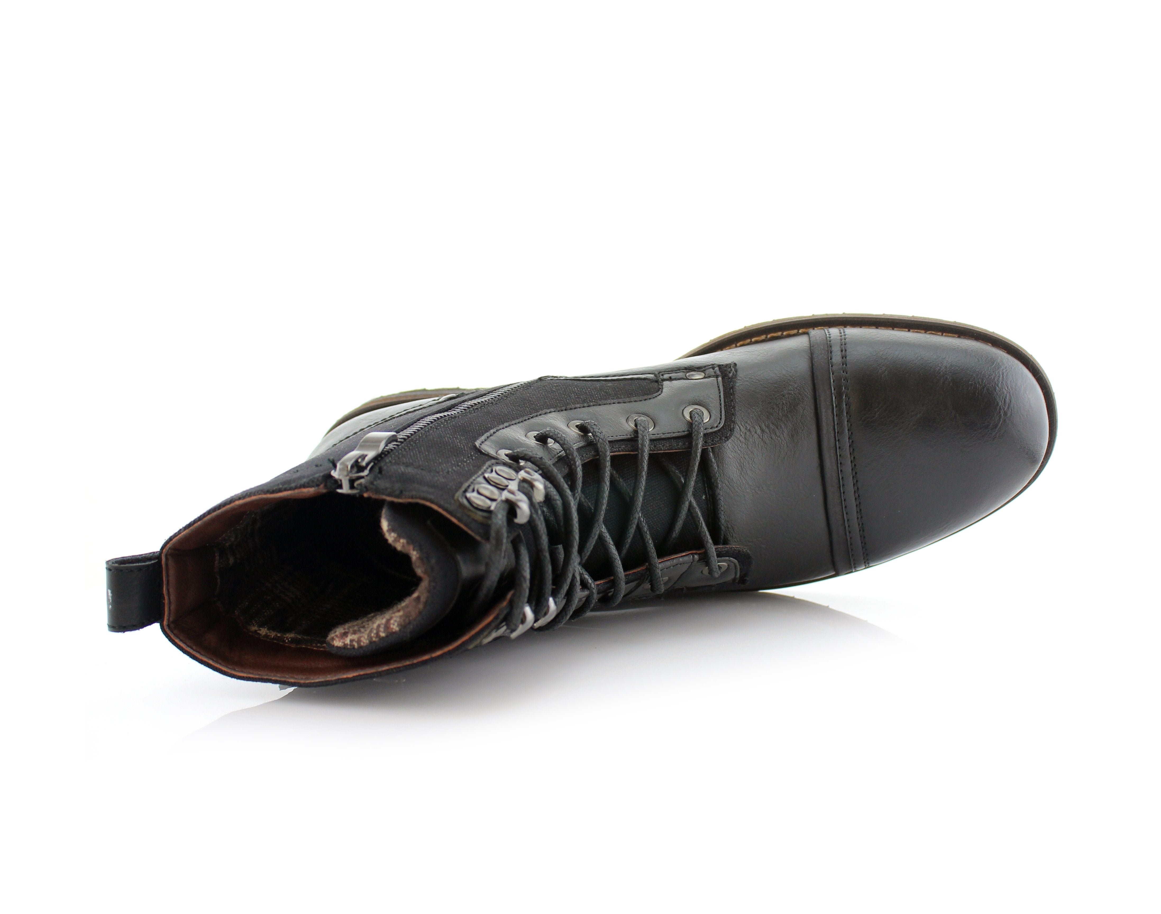 Ankle Strap Buckle with Zipper Closure Combat Boots | Asher by Polar Fox | Conal Footwear | Top-Down Angle View