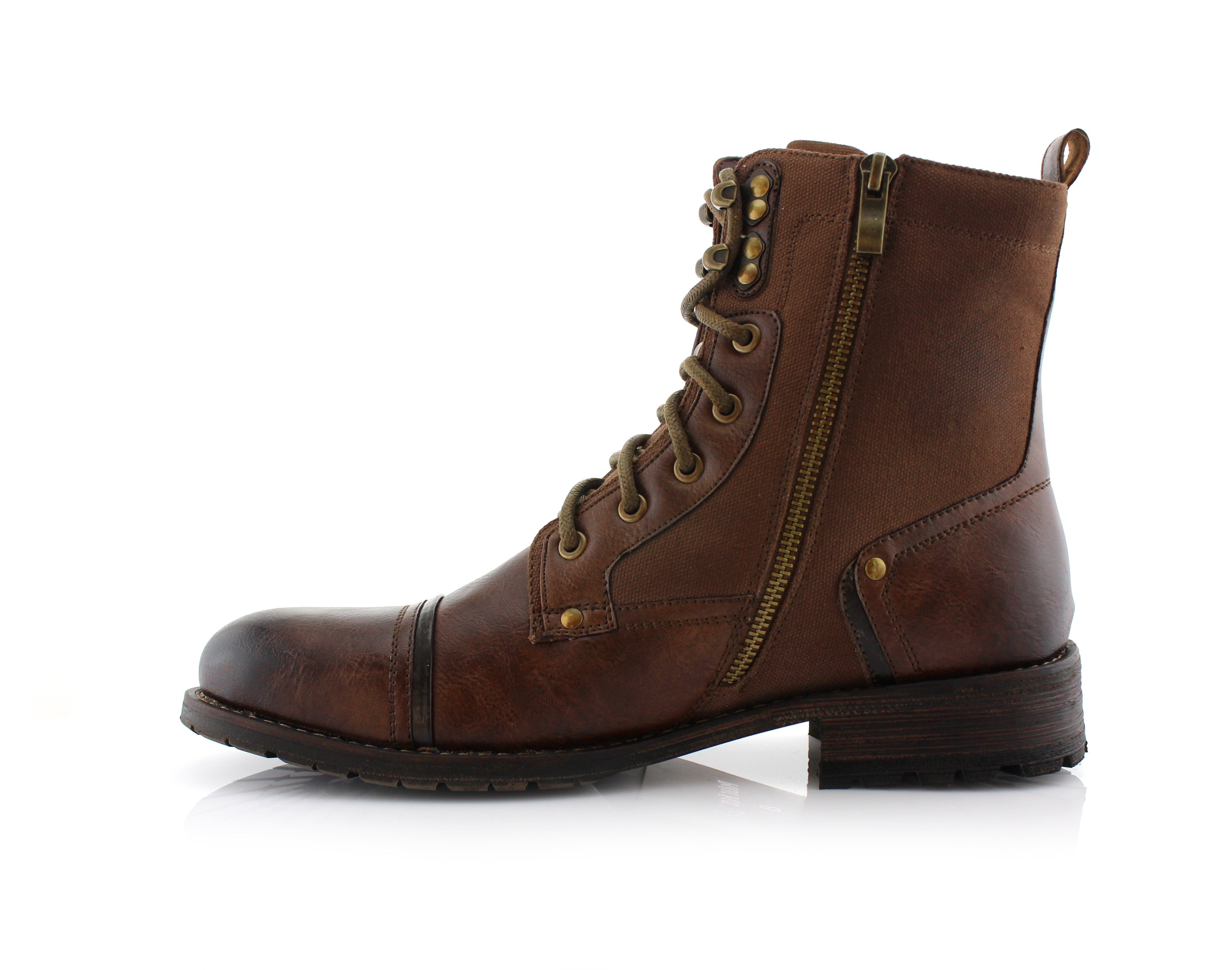 Ankle Strap Buckle with Zipper Closure Combat Boots | Asher by Polar Fox | Conal Footwear | Inner Side Angle View