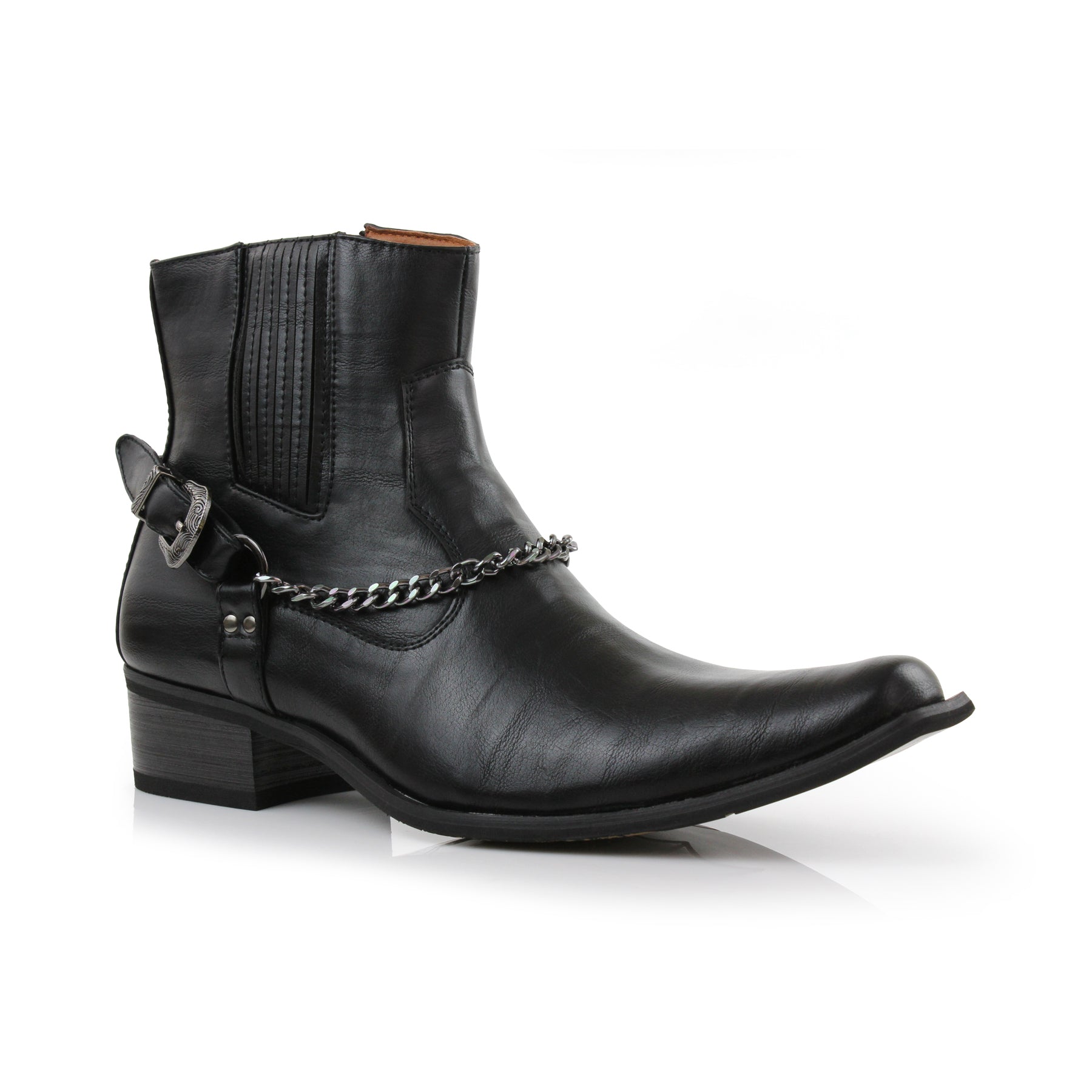 Ferro Aldo Reyes Mfa606332 Mens Memory Foam Casual High Western Buckle Strap Ankle Dress Boots, in Black, Men's Size 8 Ferro Aldo Reyes Mfa606332 Mens Memory Foam Casual High Western Buckle Strap Ankle Dress Boots, in Black, Men's Size 8