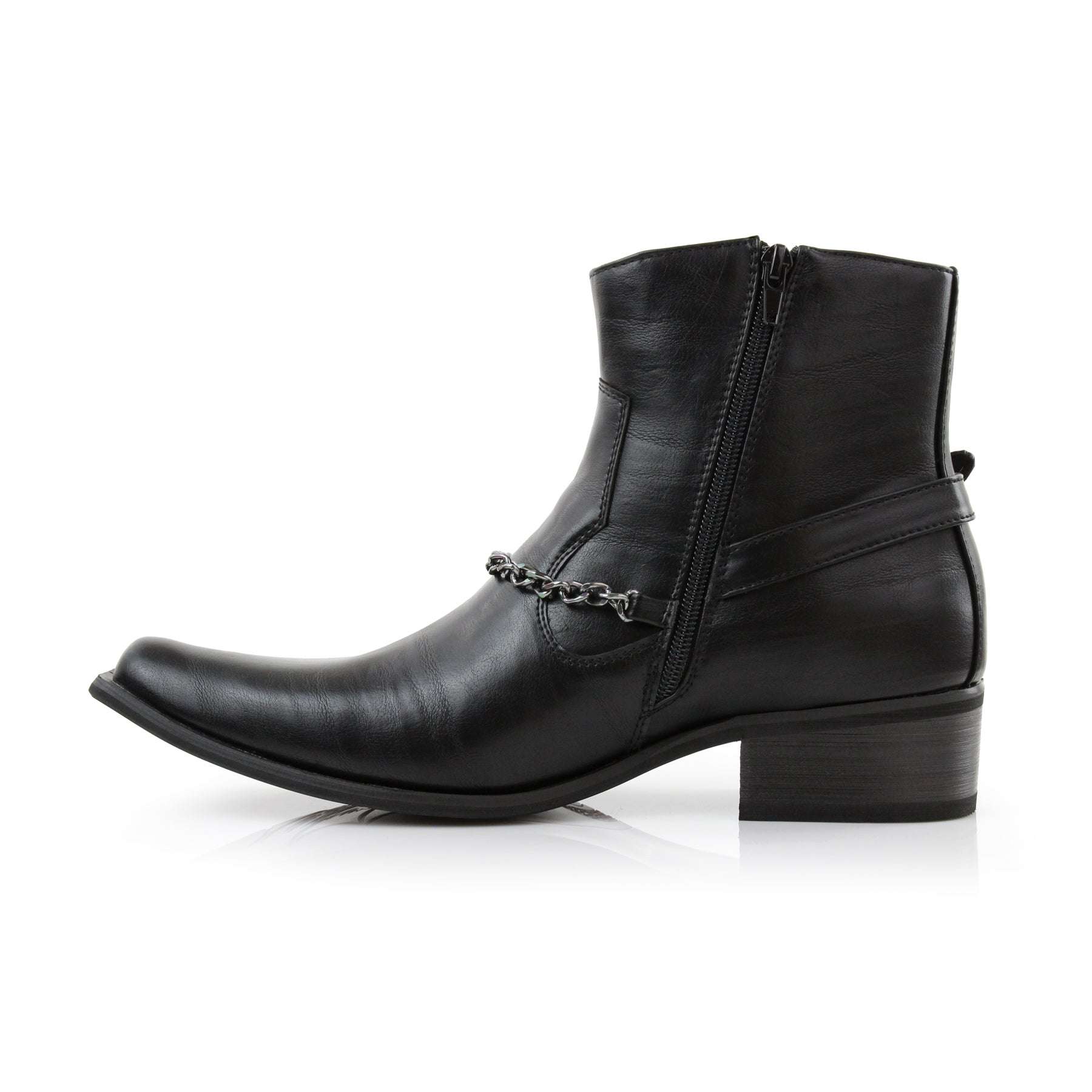 Faux Leather Cowboy Boots | Reyes by Ferro Aldo | Conal Footwear | Inner Side Angle View