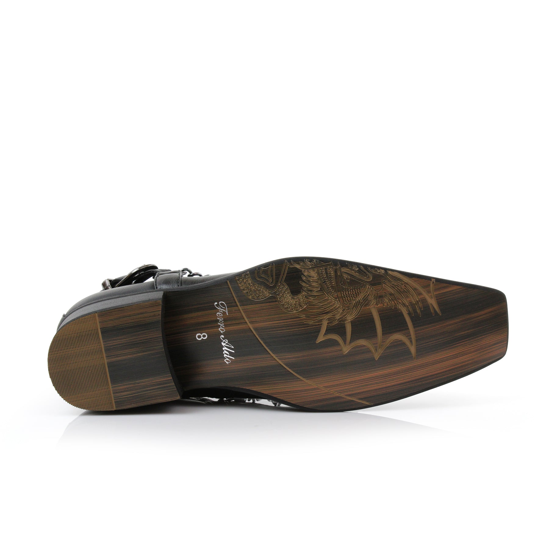 Synthetic Leather Cowboy Boots | Reyes by Ferro Aldo | Conal Footwear | Bottom Sole Angle View