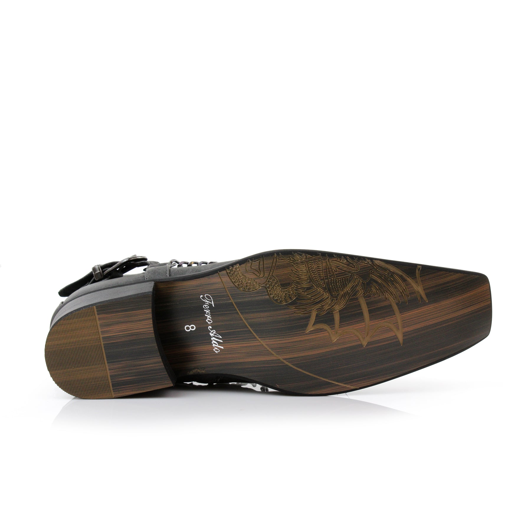 Synthetic Leather Cowboy Boots | Reyes by Ferro Aldo | Conal Footwear | Bottom Sole Angle View