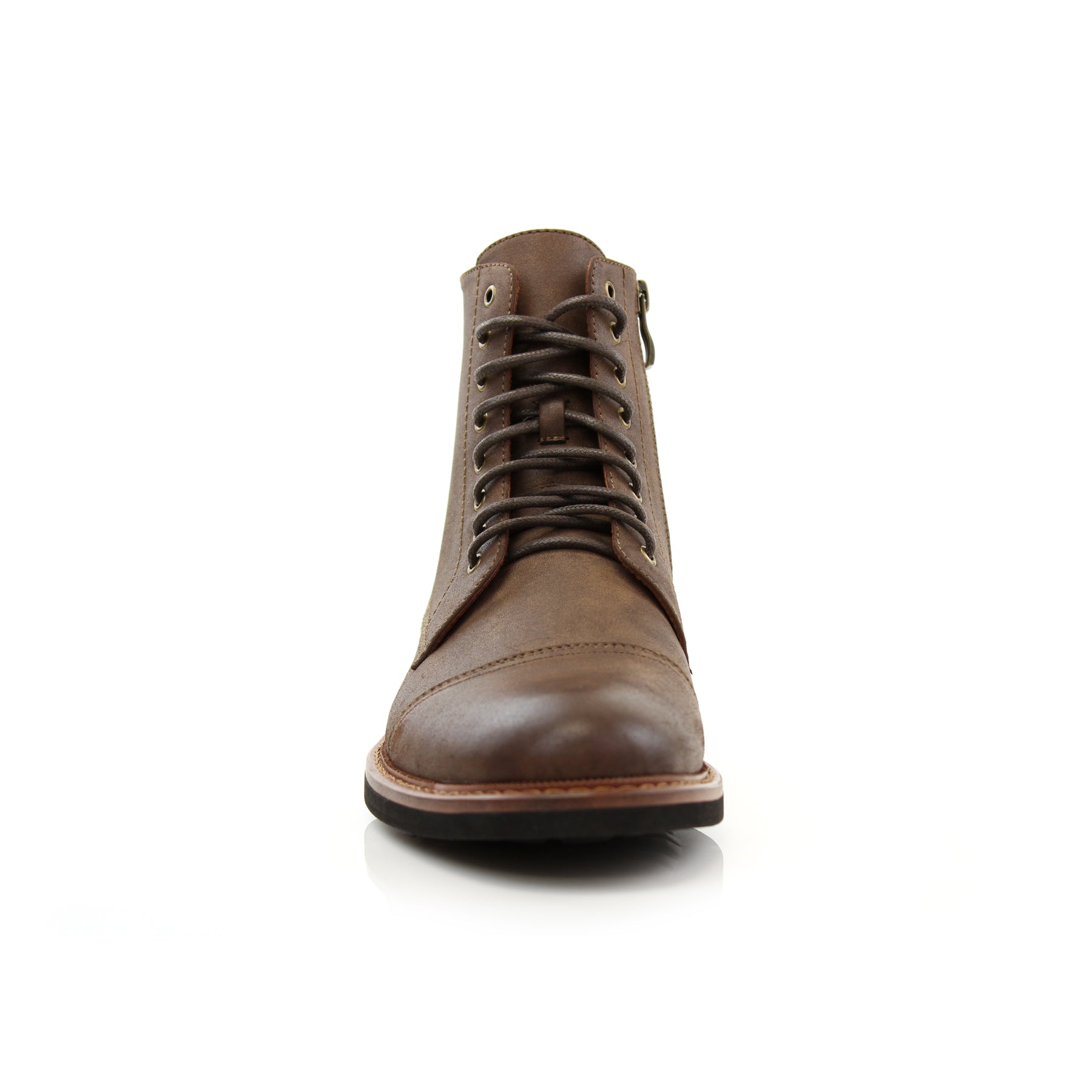 Burnished High-Top Derby Boots | Wright by Polar Fox | Conal Footwear | Front Angle View