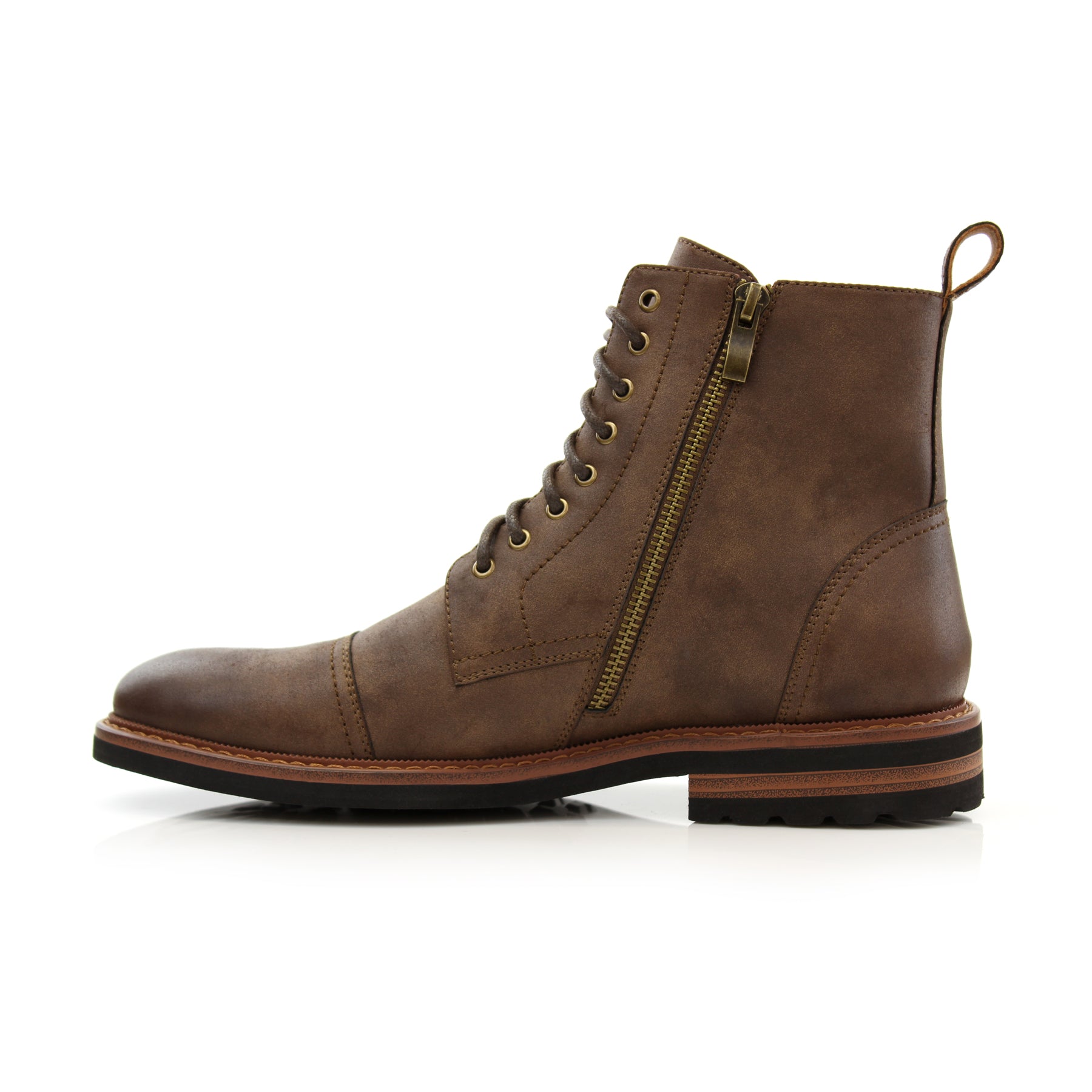 Burnished High-Top Derby Boots | Wright by Polar Fox | Conal Footwear | Inner Side Angle View