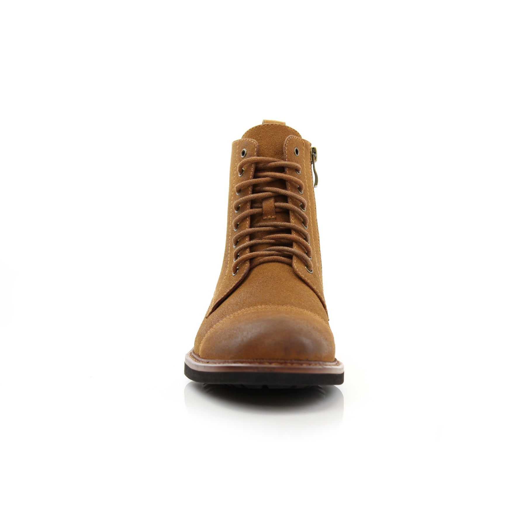 Burnished Suede High-Top Derby Boots | Wright by Polar Fox | Conal Footwear | Front Angle View