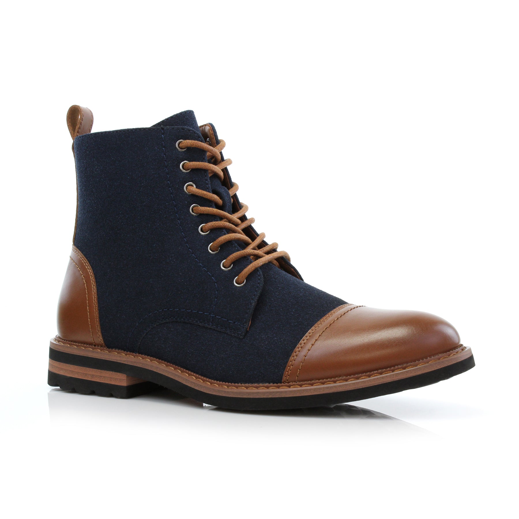 Blue Taupe High-Top Derby Boots | Wright by Polar Fox | Conal Footwear | Main Angle View