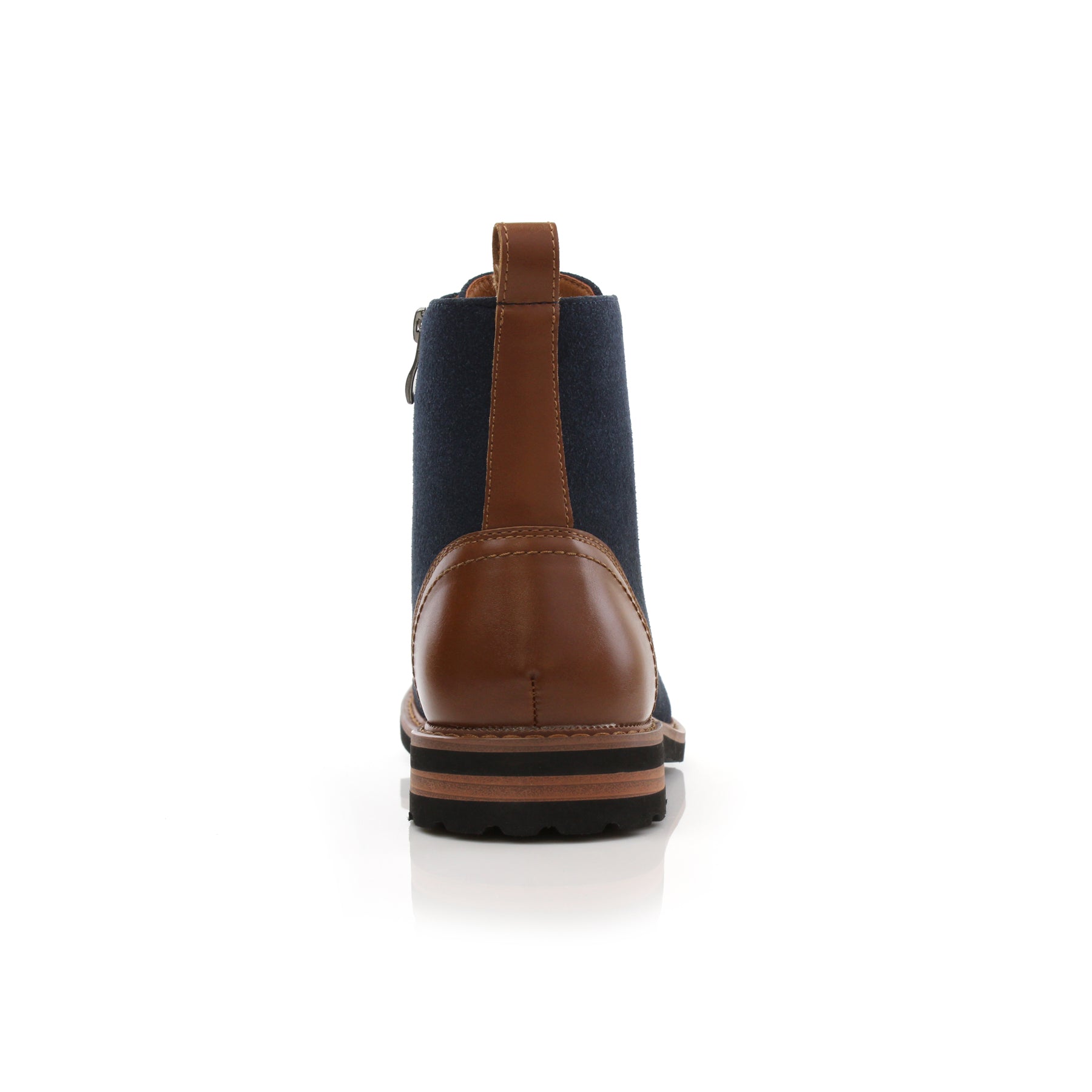 Blue Taupe High-Top Derby Boots | Wright by Polar Fox | Conal Footwear | Back Angle View