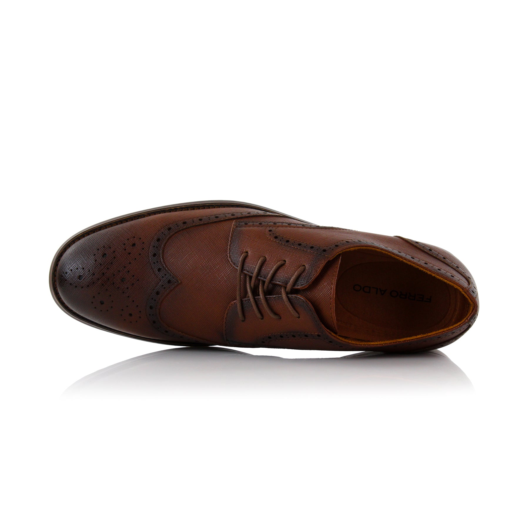 Embossed Wingtip Derby Shoes | Albertson by Ferro Aldo | Conal Footwear | Top-Down Angle View