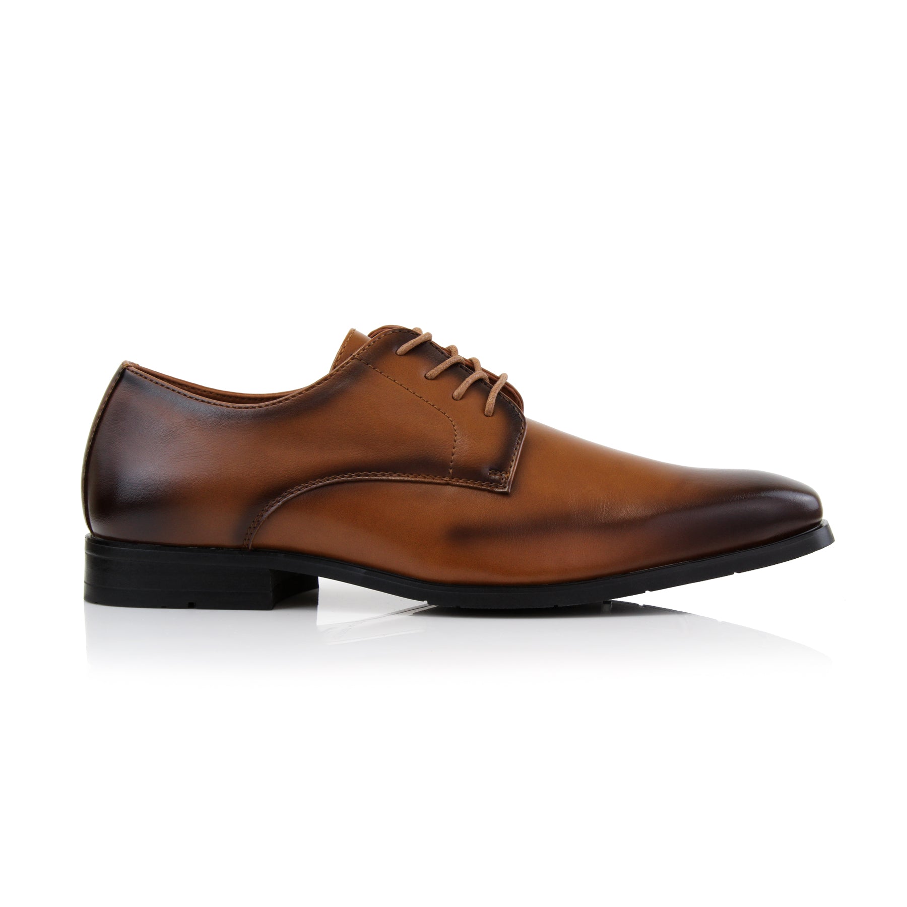 Burnished Plain Toe Derby Shoes | Alvin by Ferro Aldo | Conal Footwear | Outer Side Angle View