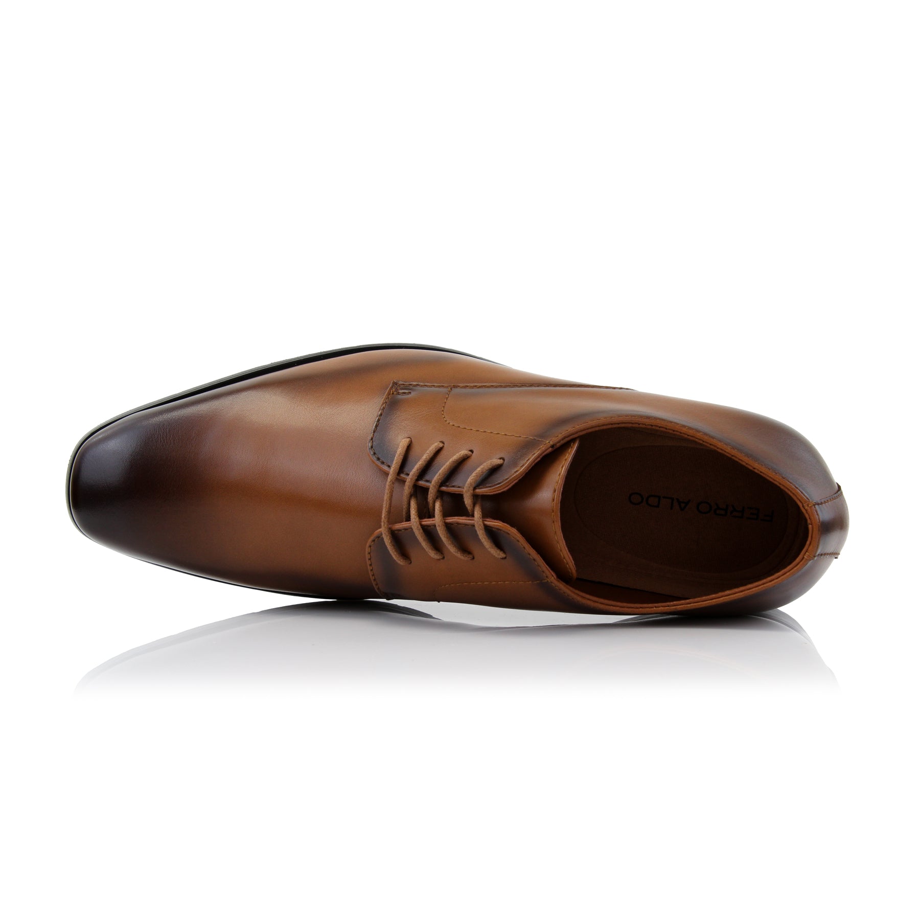 Burnished Plain Toe Derby Shoes | Alvin by Ferro Aldo | Conal Footwear | Top-Down Angle View
