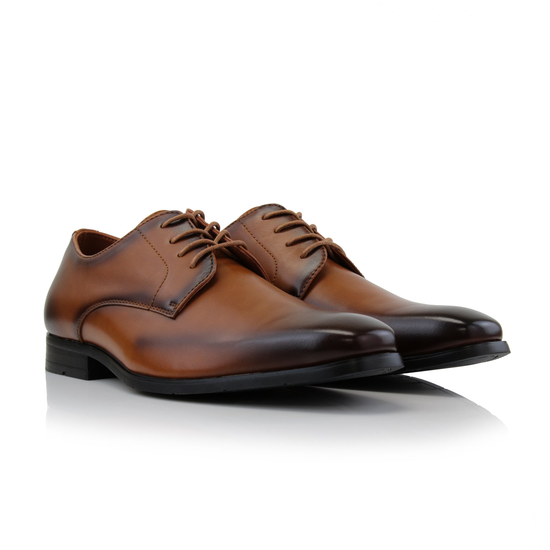Burnished Plain Toe Derby Shoes | Alvin by Ferro Aldo | Conal Footwear | Paired Angle View