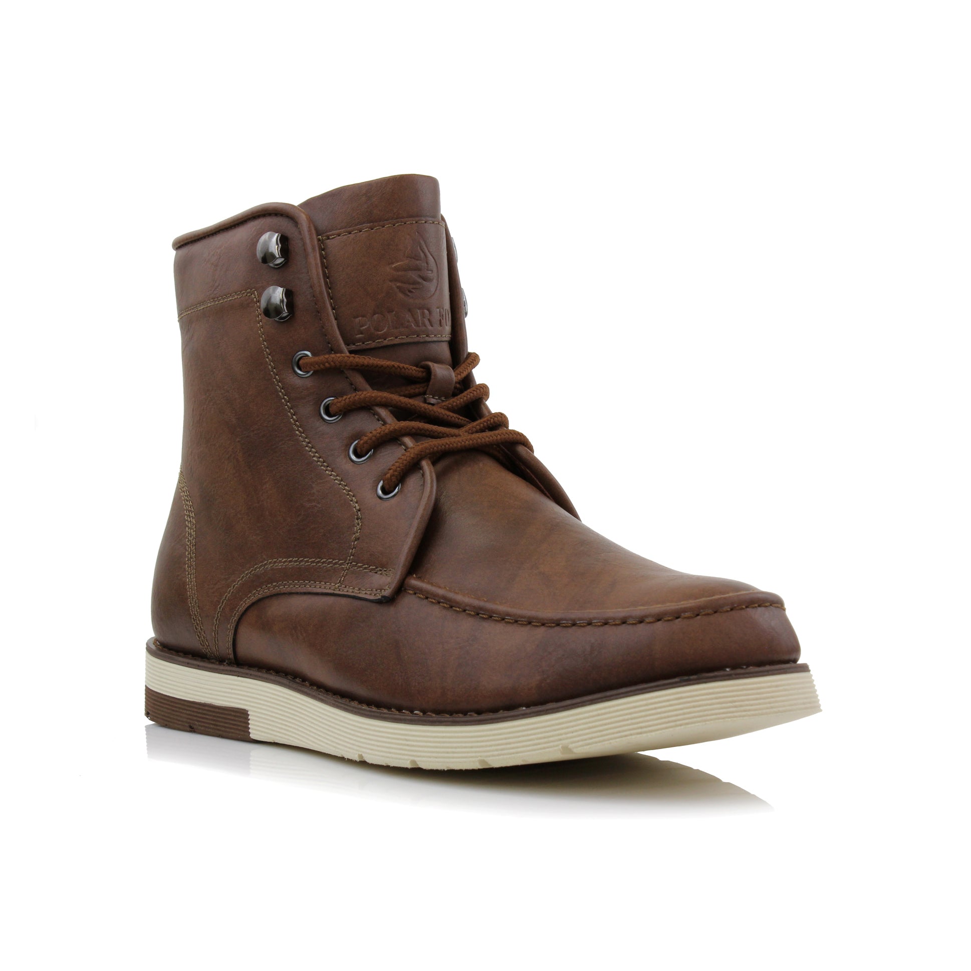 Polar Fox Men's Lightweight Moc-Toe Boots | Brixton in Pecan Brown