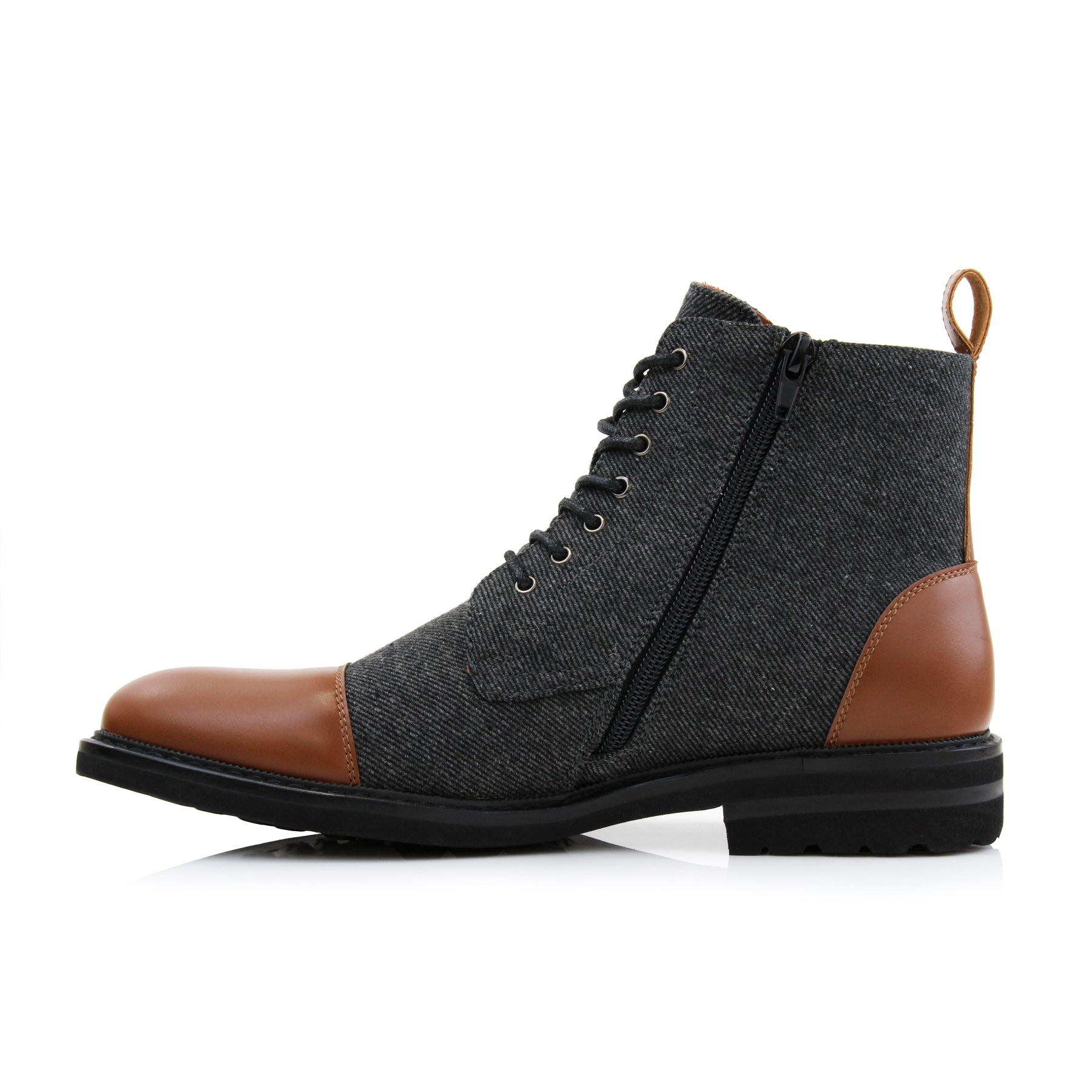 Duo-textured Woolen Derby Boots | Brooke by Polar Fox | Conal Footwear | Inner Side Angle View