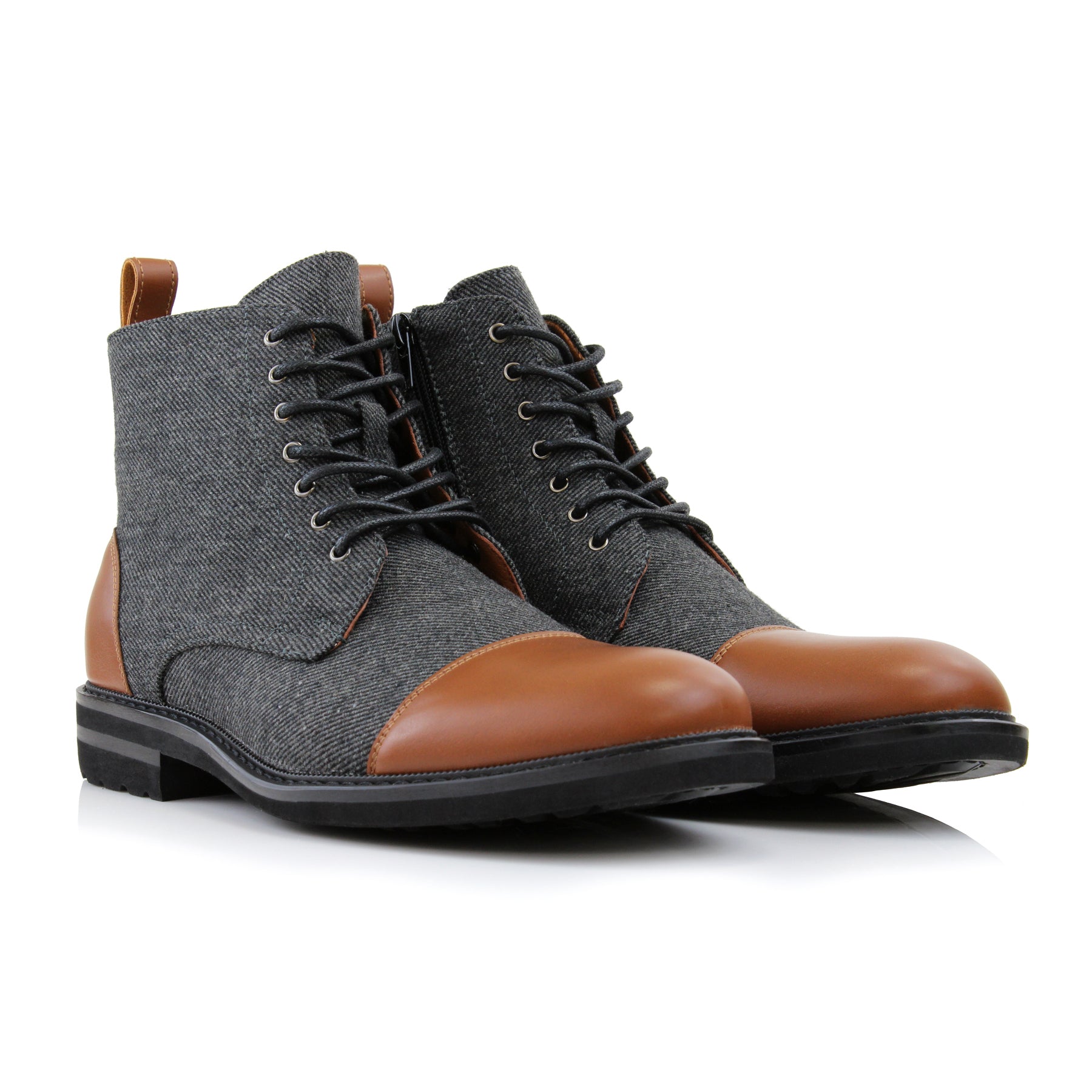 Duo-textured Woolen Derby Boots | Brooke by Polar Fox | Conal Footwear | Paired Angle View