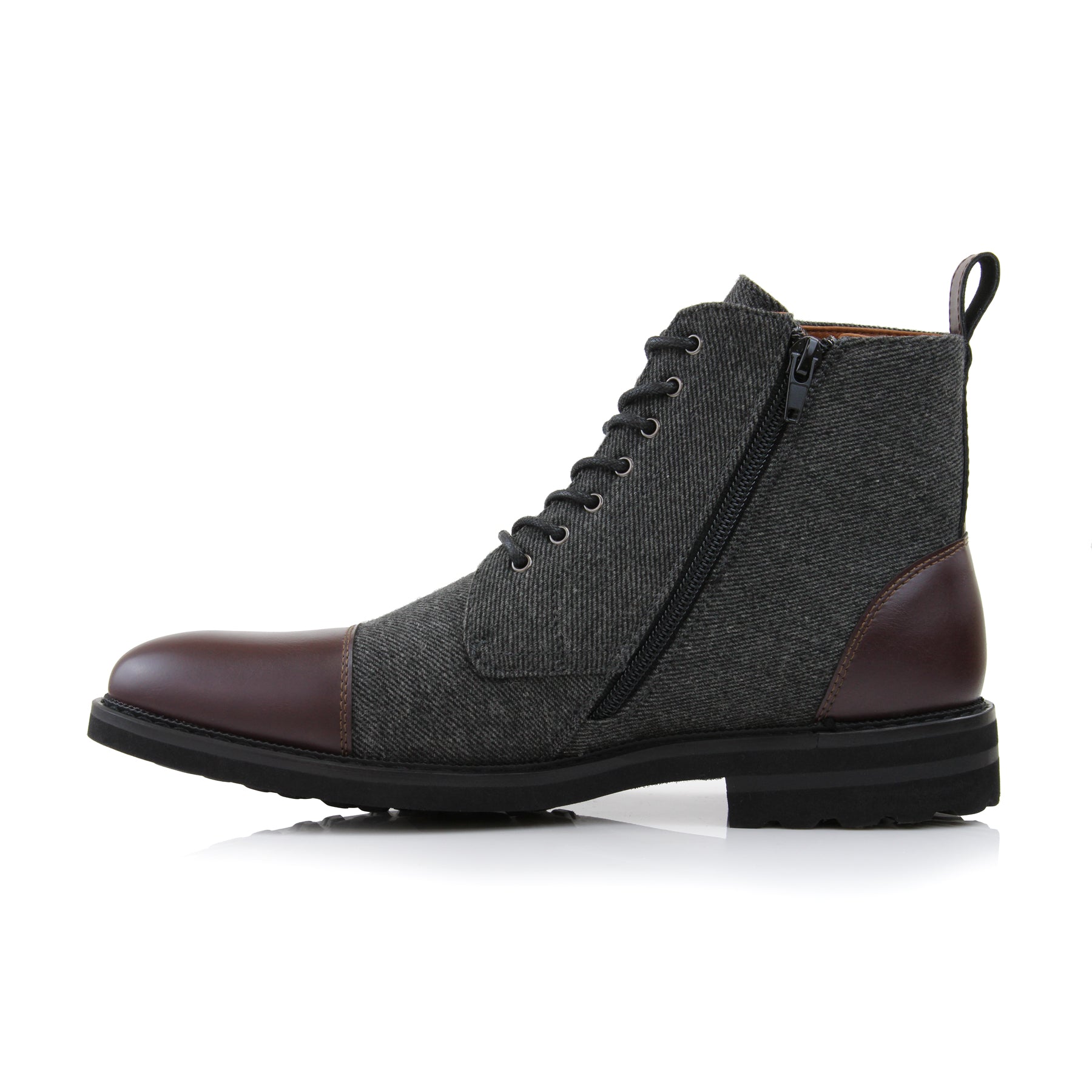 Duo-textured Woolen Derby Boots | Brooke by Polar Fox | Conal Footwear | Inner Side Angle View