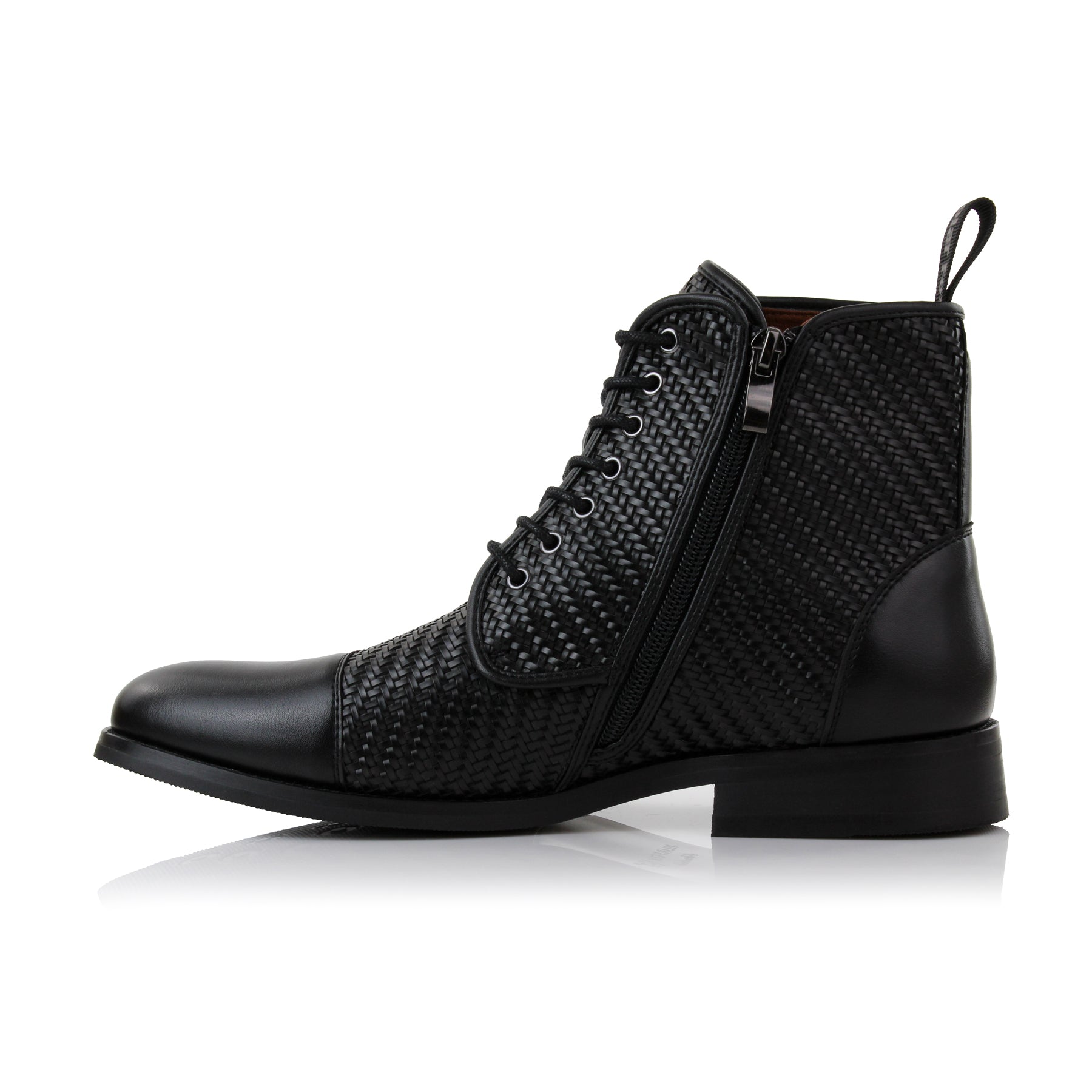 Woven High-Top Derby Boots | Brooke by Polar Fox | Conal Footwear | Inner Side Angle View