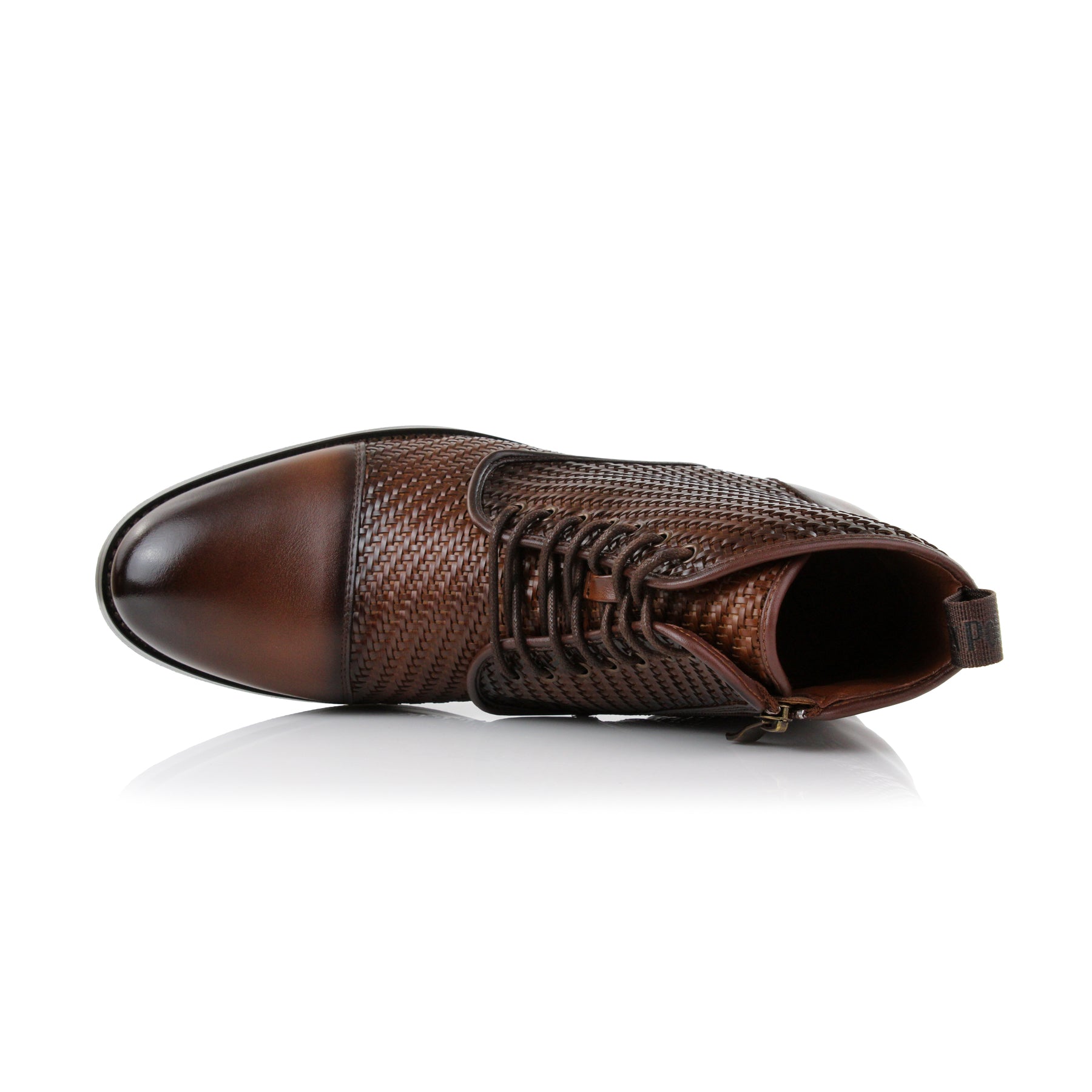 Woven High-Top Derby Boots | Brooke by Polar Fox | Conal Footwear | Top-Down Angle View