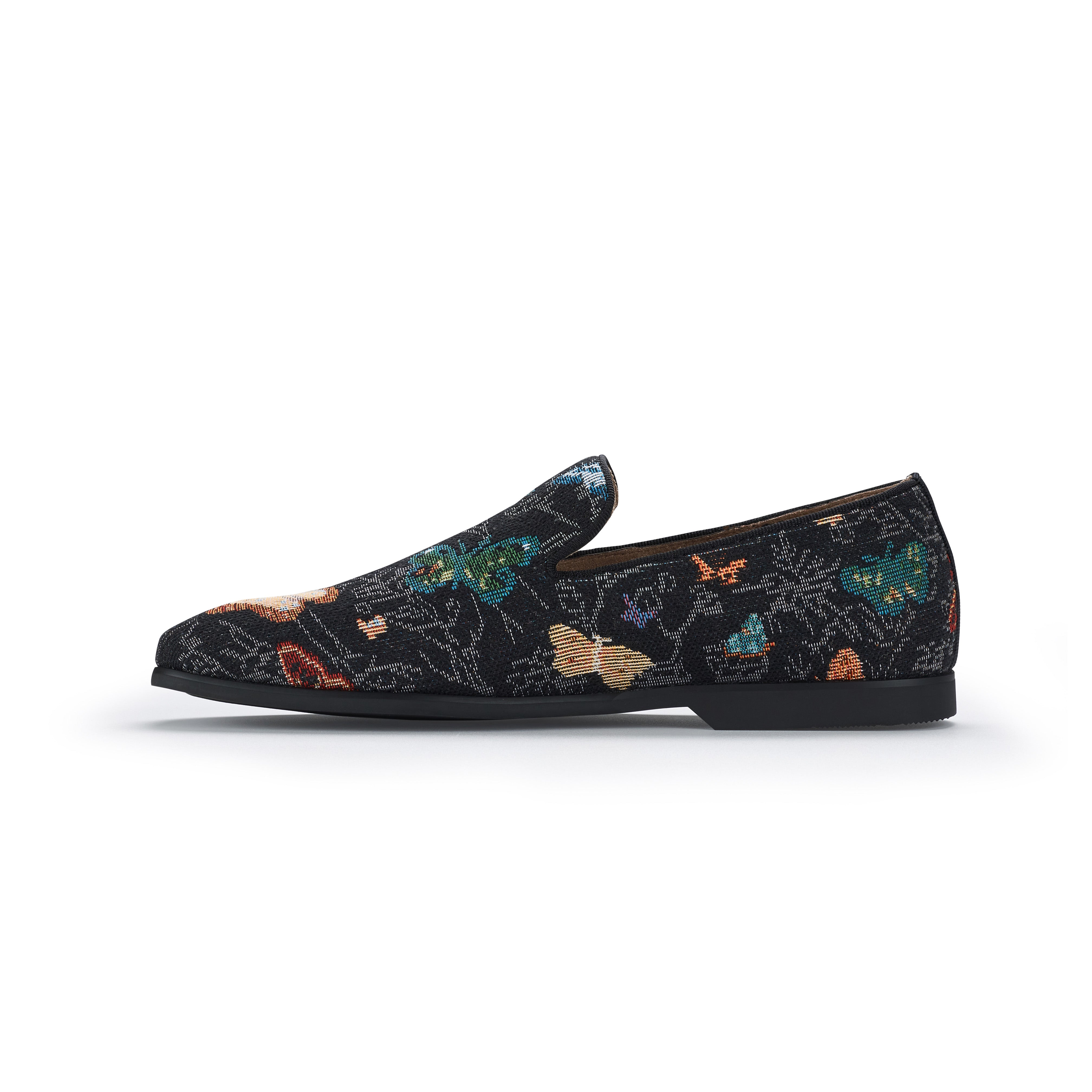 Men's Floral Canvas Wholecut Loafers | Cairo by Ferro Aldo | Conal Footwear | Inner Side Angle View