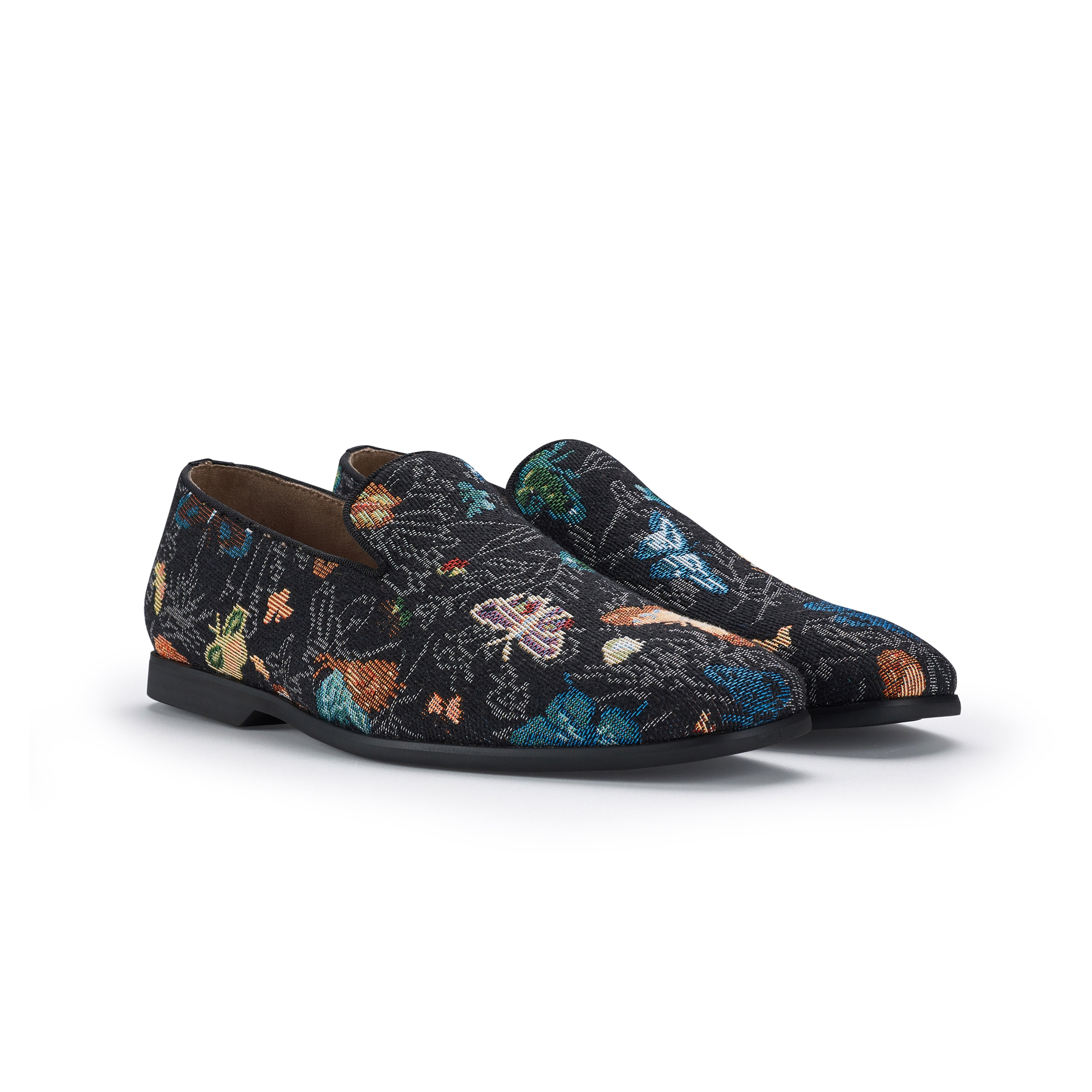 Men's Floral Canvas Wholecut Loafers | Cairo by Ferro Aldo | Conal Footwear | Paired Angle View