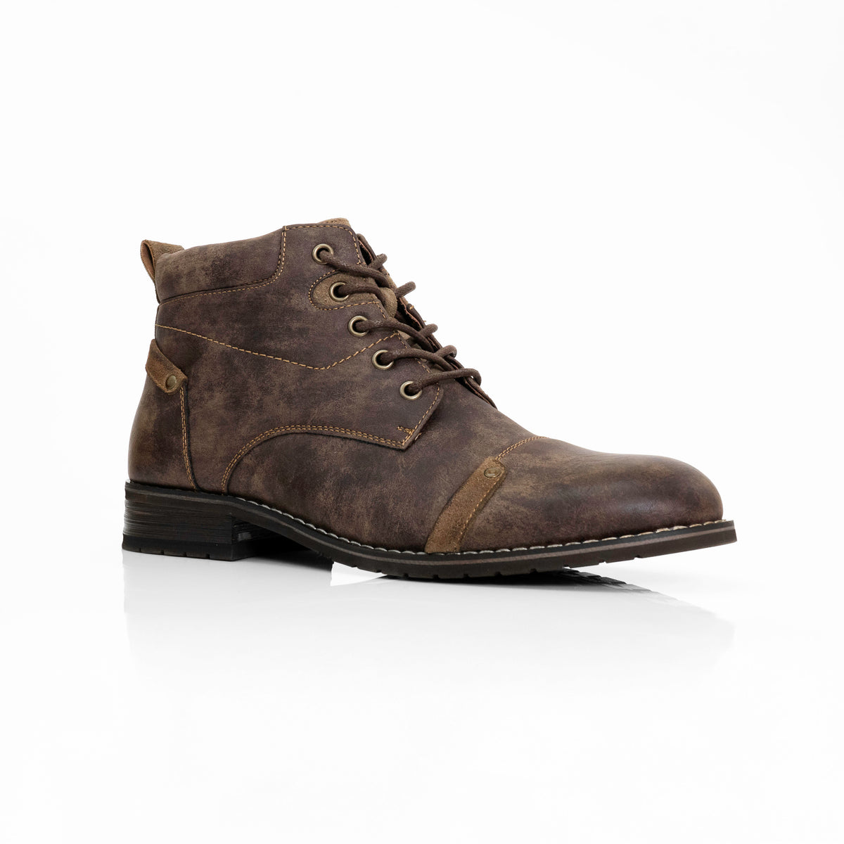 Ferro Aldo Men's Cap Toe Ankle Boots | Colin in Chestnut Brown II