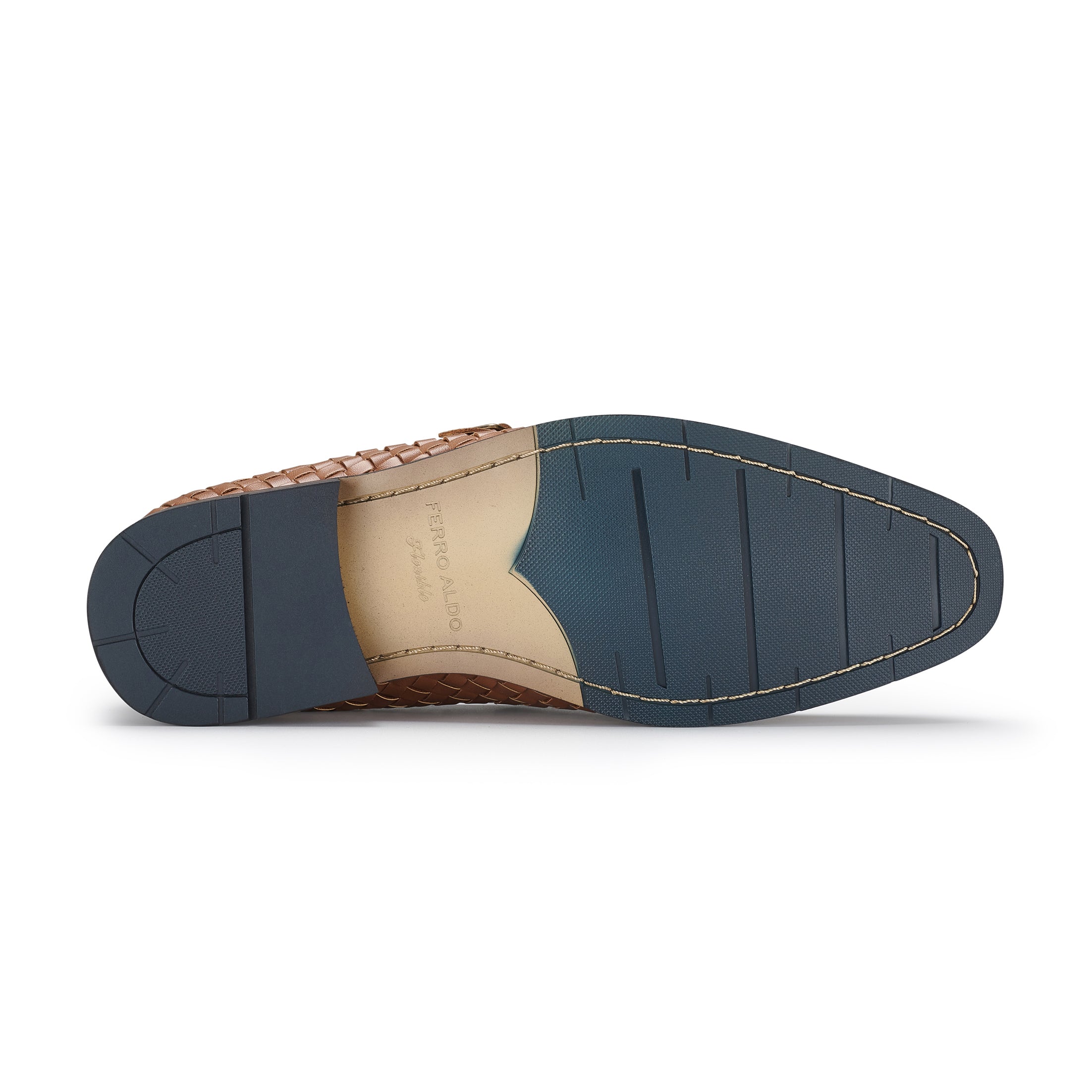 Men's Woven Monk Strap Loafers | Dangelo by Ferro Aldo | Conal Footwear | Bottom Sole Angle View