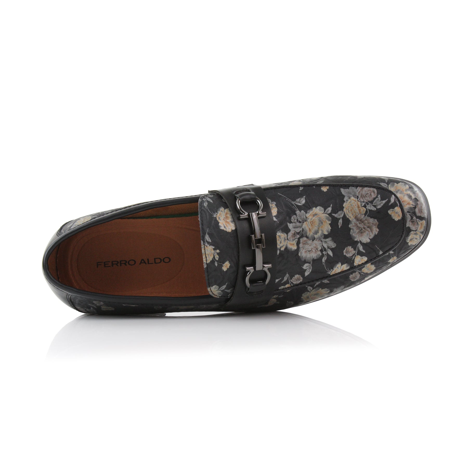 Floral Vegan Loafers | Darrell by Ferro Aldo | Conal Footwear | Top-Down Angle View