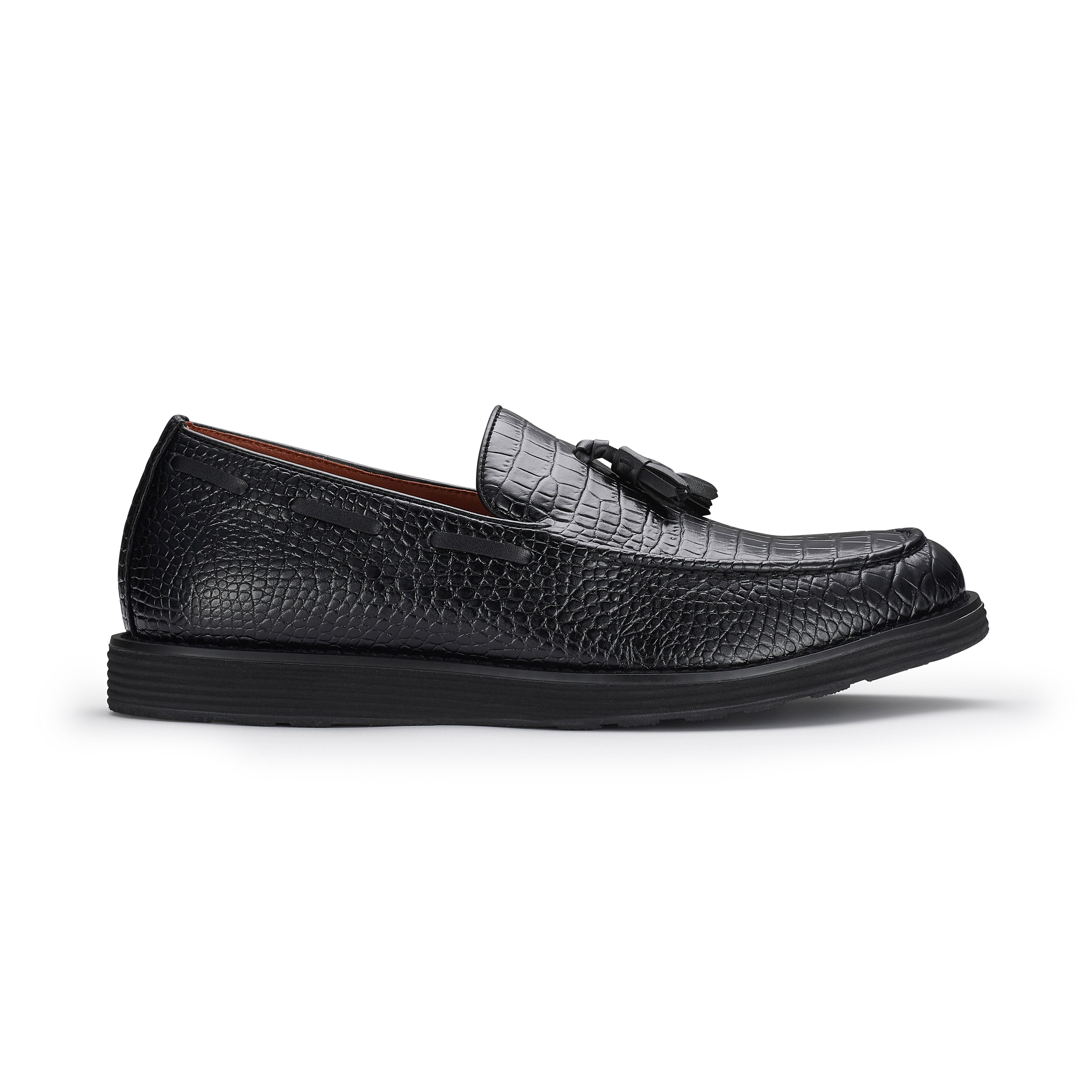 Men's Moc-Toe Penny Loafers with Tassels Accent | Delbert by Ferro Aldo | Conal Footwear | Outer Side Angle View