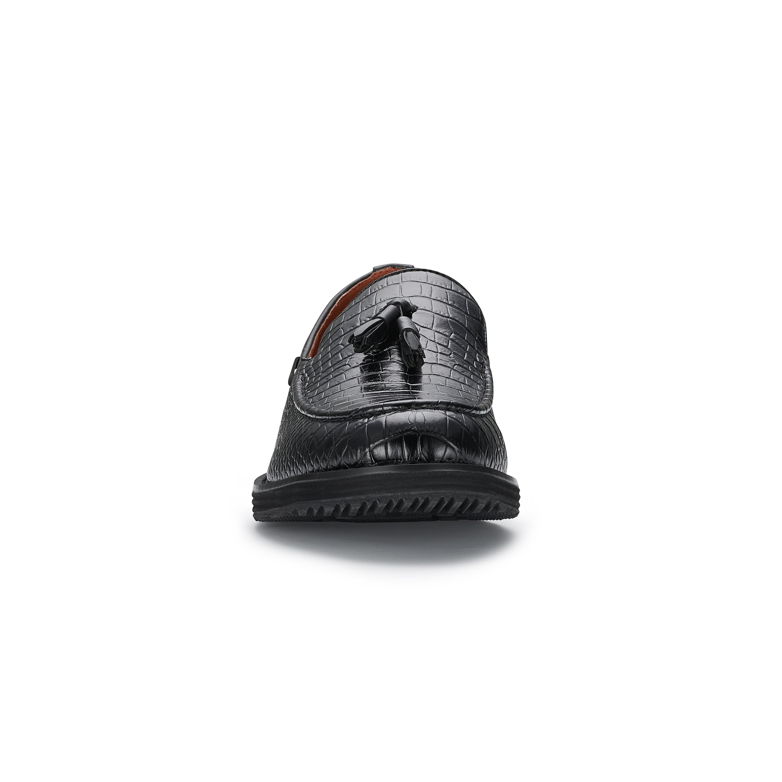 Men's Moc-Toe Penny Loafers with Tassels Accent | Delbert by Ferro Aldo | Conal Footwear | Front Angle View