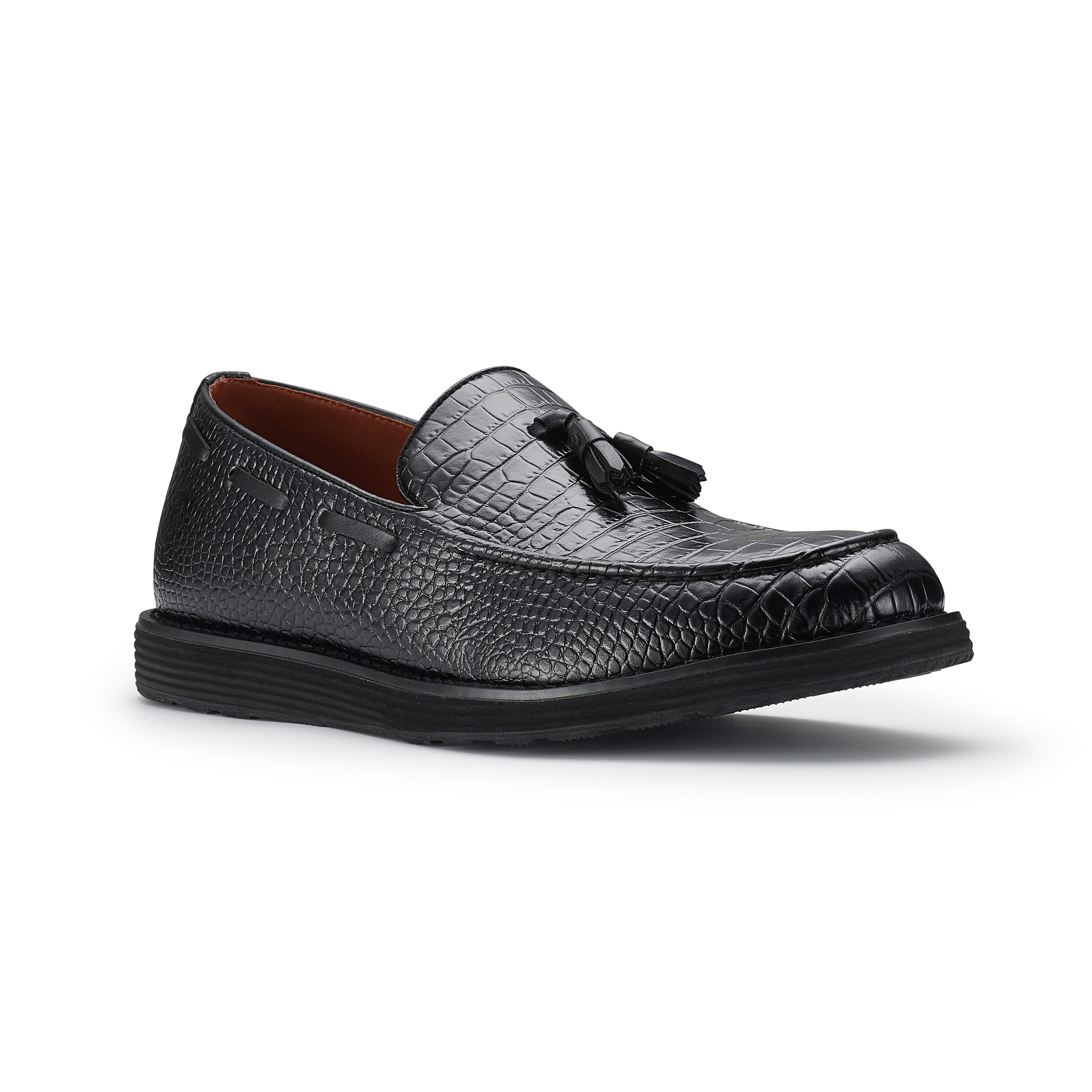 Men's Moc-Toe Penny Loafers with Tassels Accent | Delbert by Ferro Aldo | Conal Footwear | Main Angle View