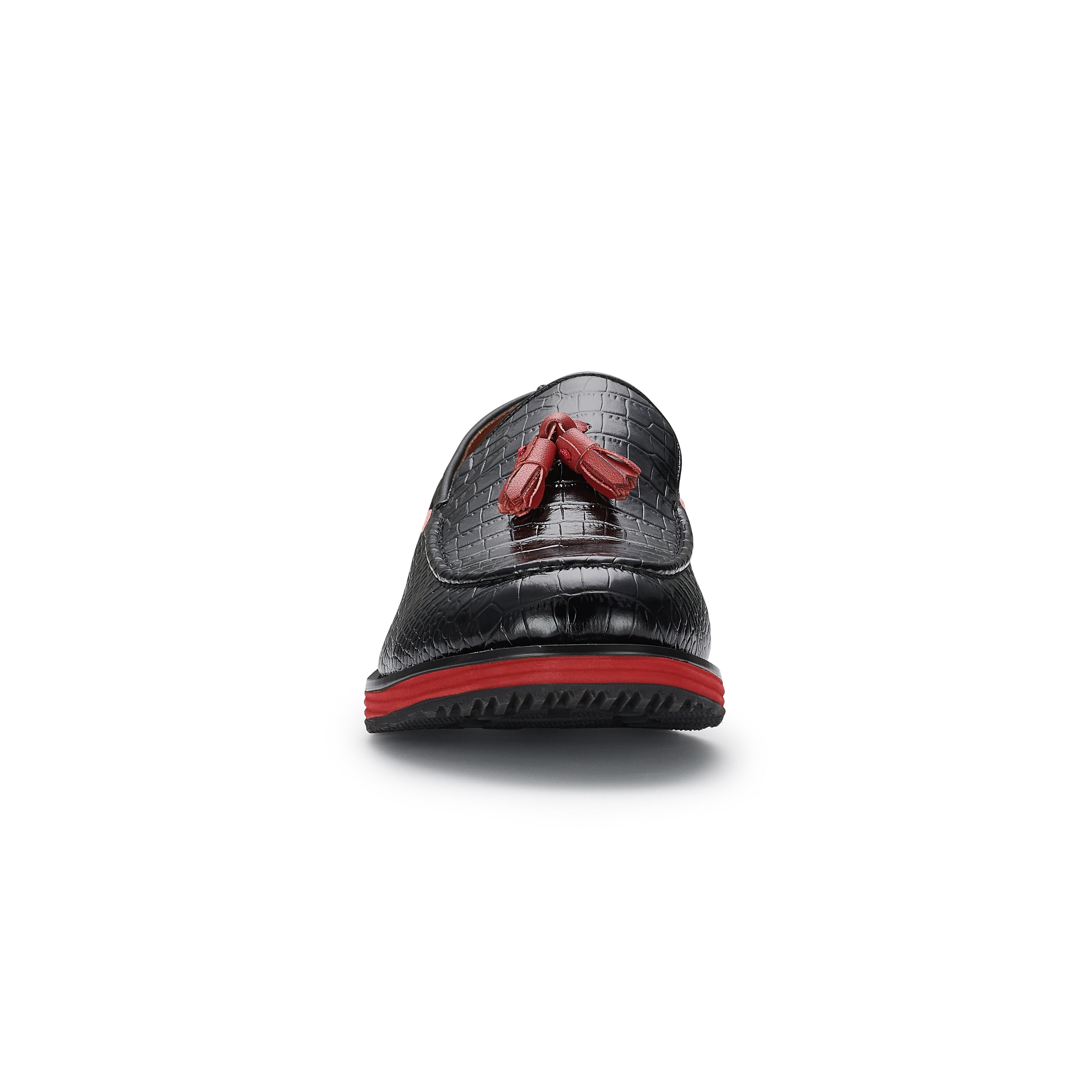 Men's Moc-Toe Penny Loafers with Tassels Accent | Delbert by Ferro Aldo | Conal Footwear | Front Angle View