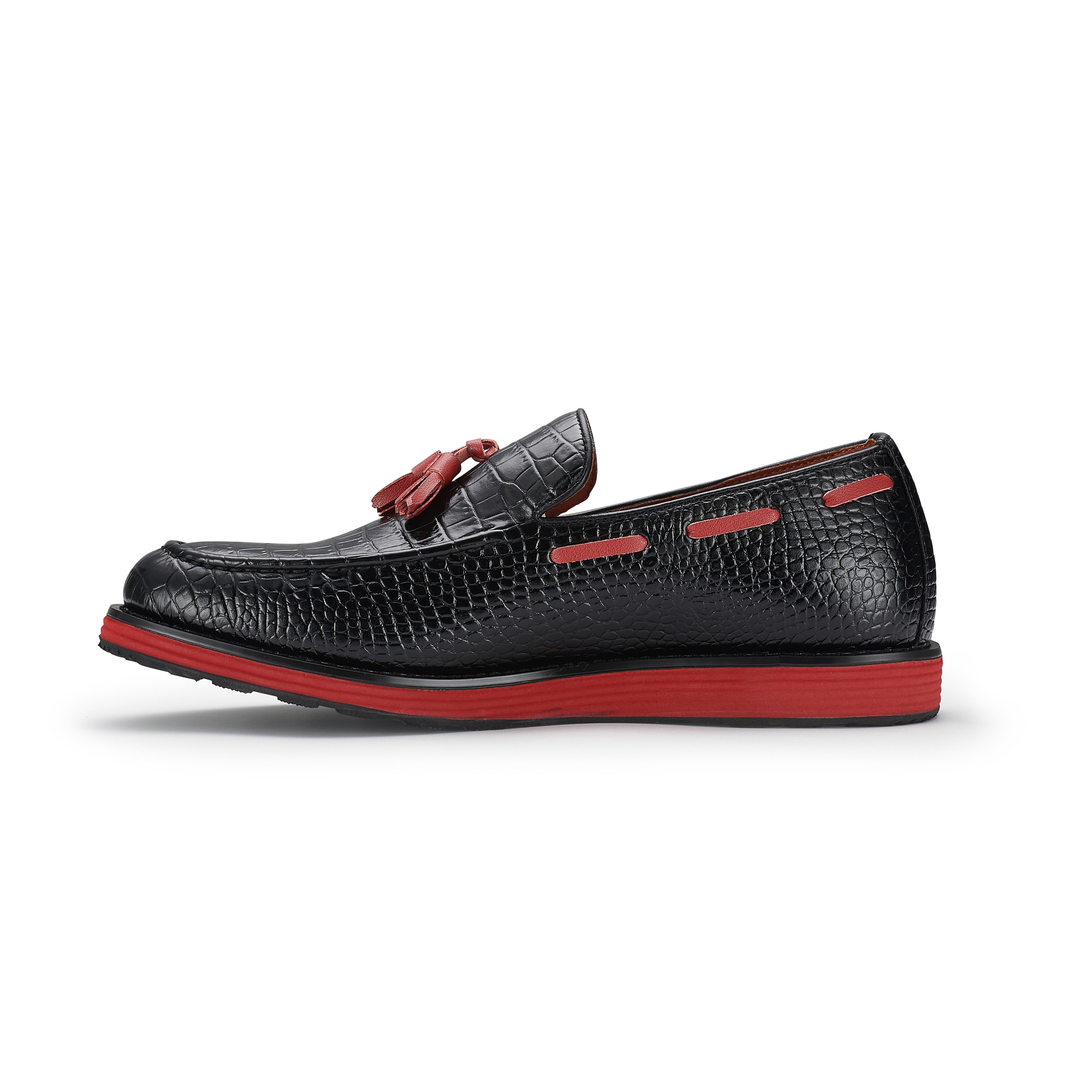 Men's Moc-Toe Penny Loafers with Tassels Accent | Delbert by Ferro Aldo | Conal Footwear | Inner Side Angle View