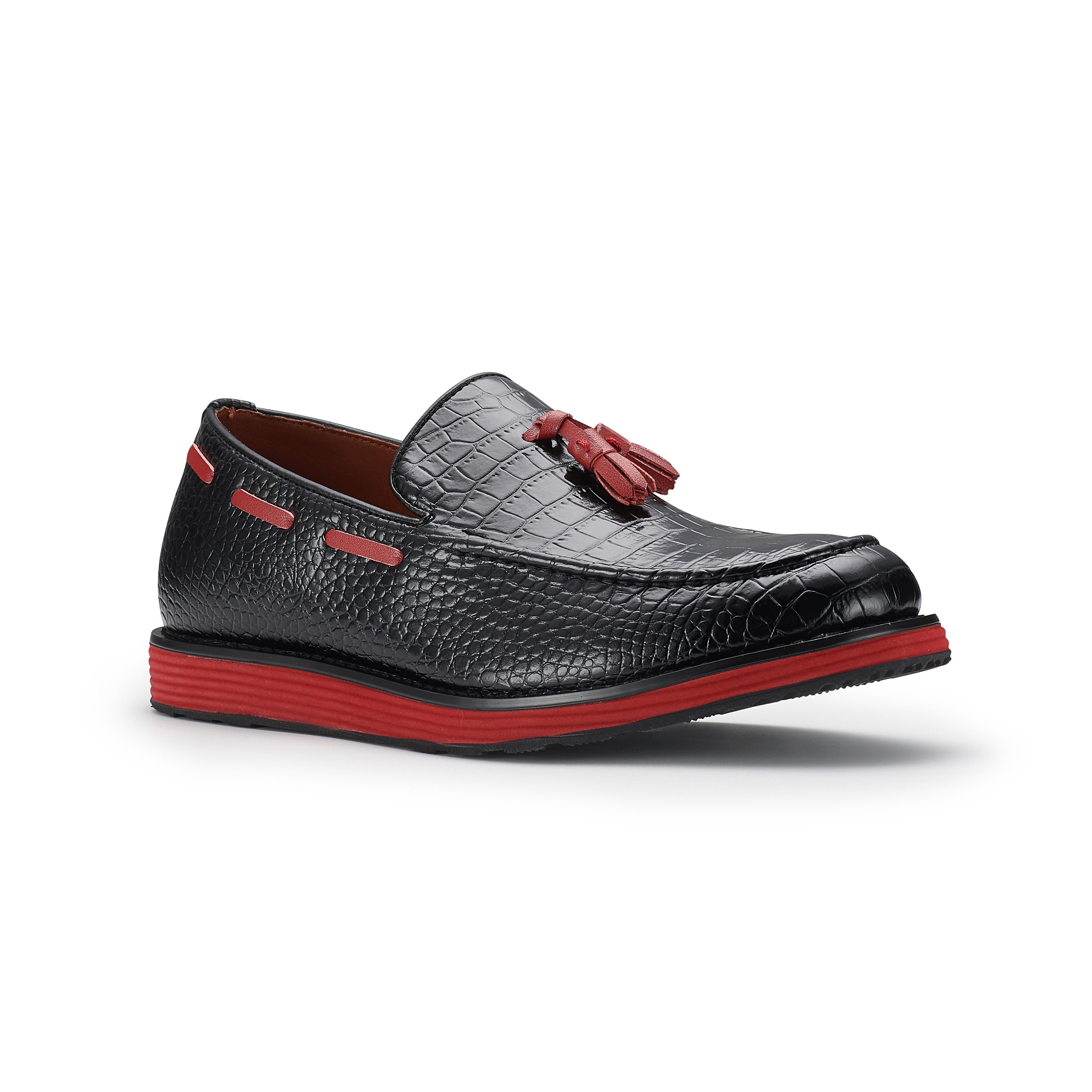 Men's Moc-Toe Penny Loafers with Tassels Accent | Delbert by Ferro Aldo | Conal Footwear | Main Angle View