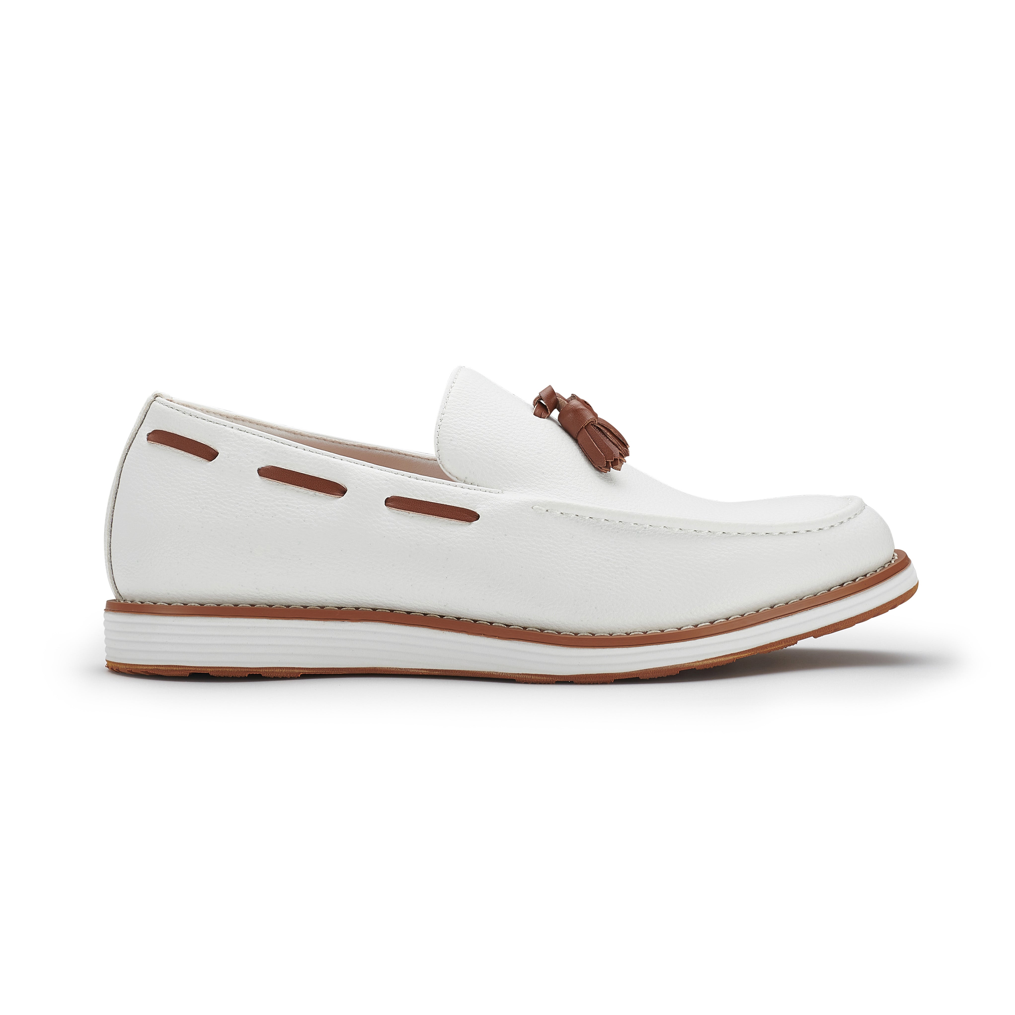 Men's Moc-Toe Penny Loafers with Tassels Accent | Delbert by Ferro Aldo | Conal Footwear | Outer Side Angle View