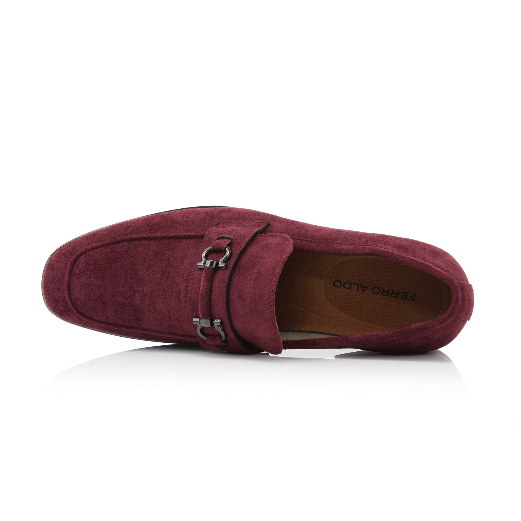 Metal Buckle Suede Loafers | Demitri by Ferro Aldo | Conal Footwear | Top-Down Angle View