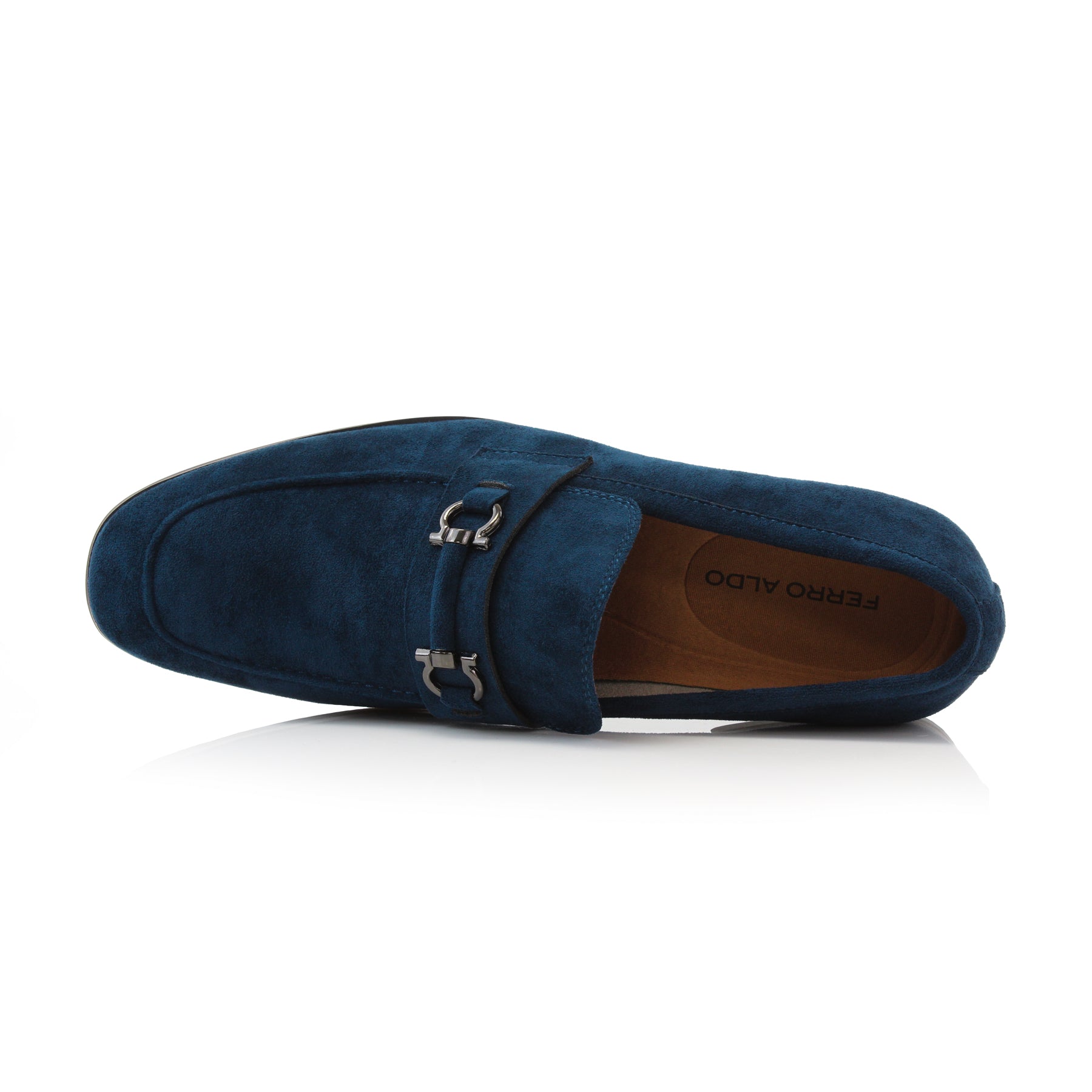 Metal Buckle Suede Loafers | Demitri by Ferro Aldo | Conal Footwear | Top-Down Angle View