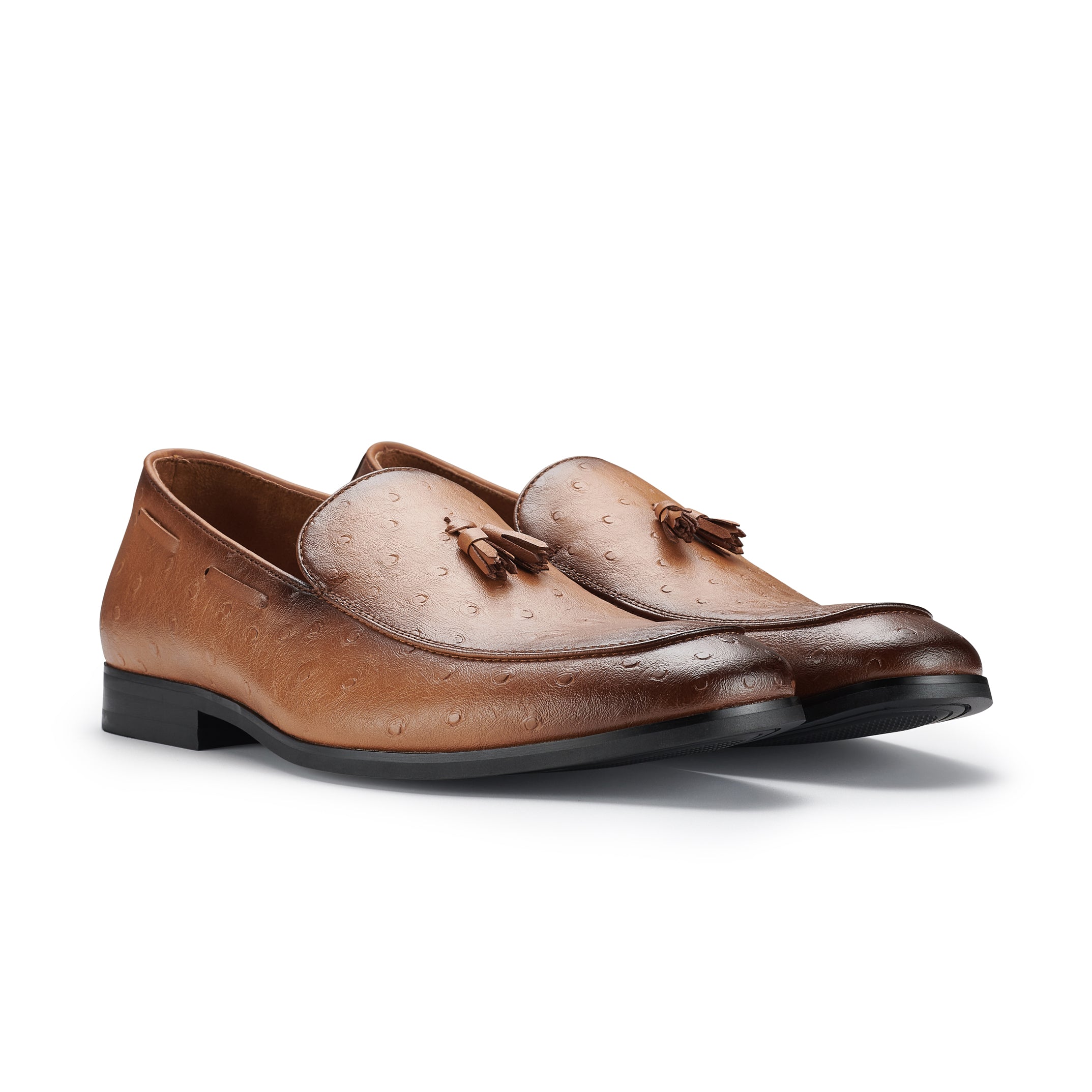 Men's Faux Ostrich Leather Loafers | Desian by Ferro Aldo | Conal Footwear | Paired Angle View