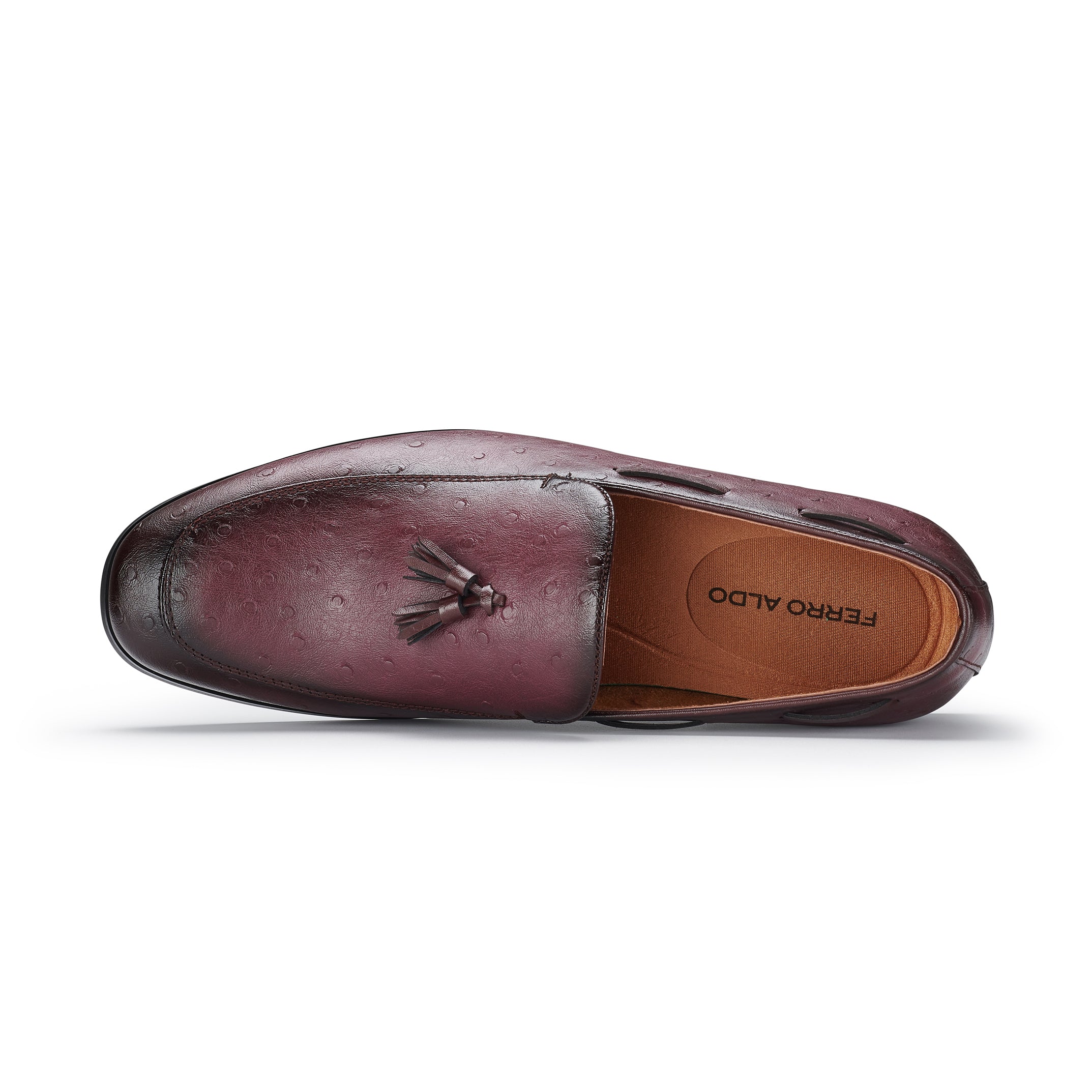 Men's Faux Ostrich Leather Loafers | Desian by Ferro Aldo | Conal Footwear | Top-Down Angle View