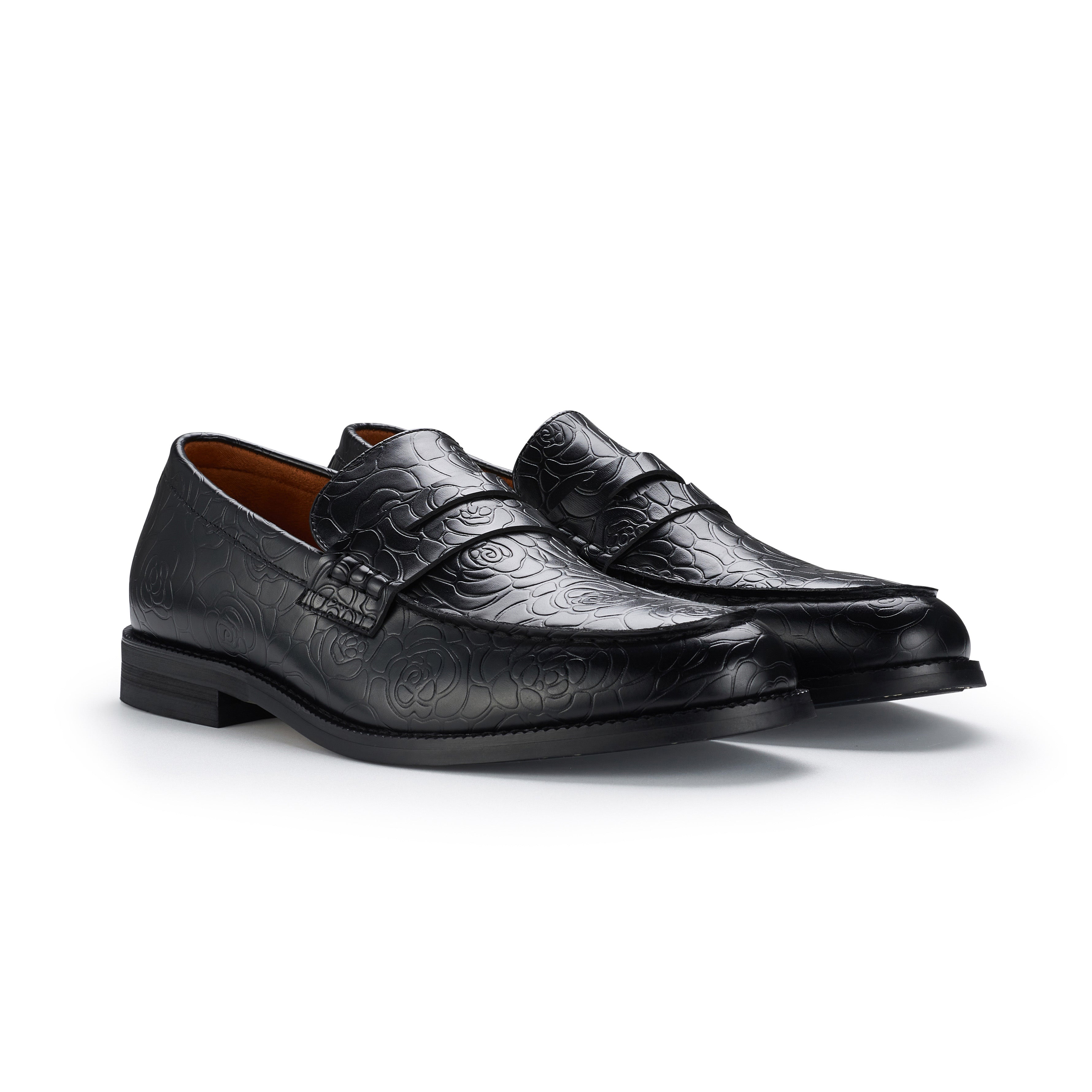 Synthetic Leather Floral Loafers | Douglas by Ferro Aldo | Conal Footwear | Paired Angle View
