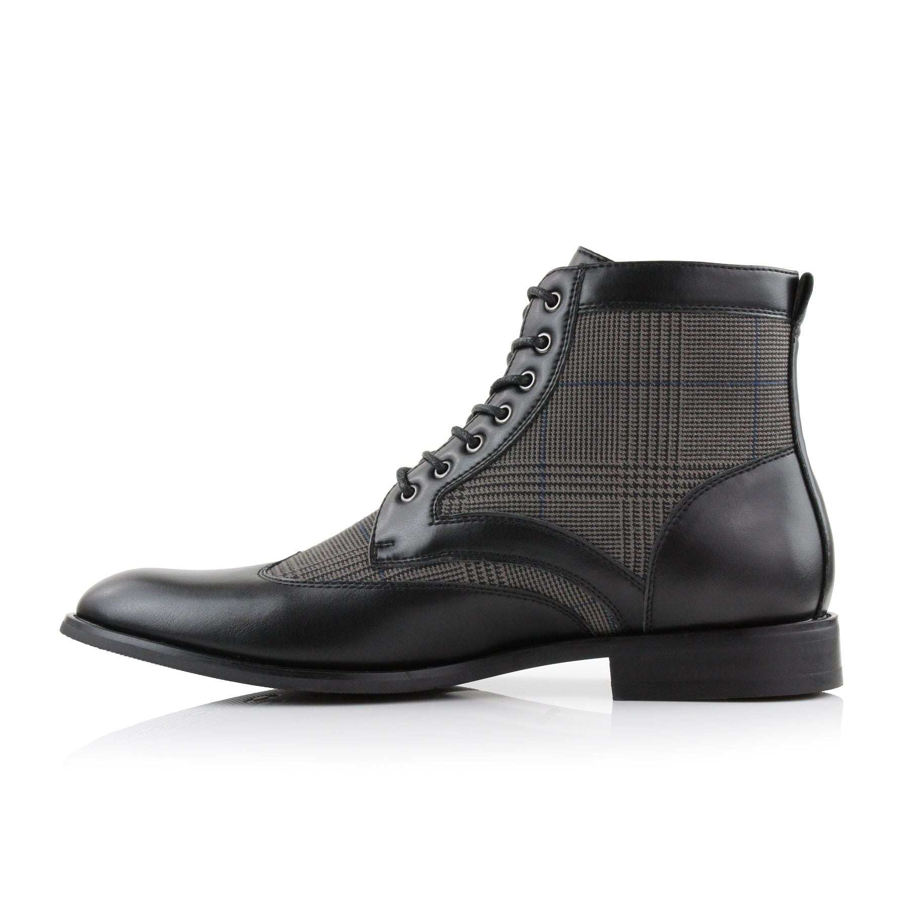 Plaid Wingtip Boots | Gideon by Ferro Aldo | Conal Footwear | Inner Side Angle View