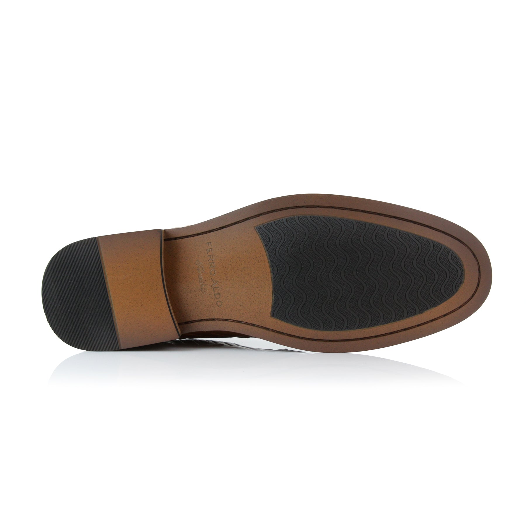 Embossed Pattern Derby Shoes | Jaxon by Ferro Aldo | Conal Footwear | Bottom Sole Angle View
