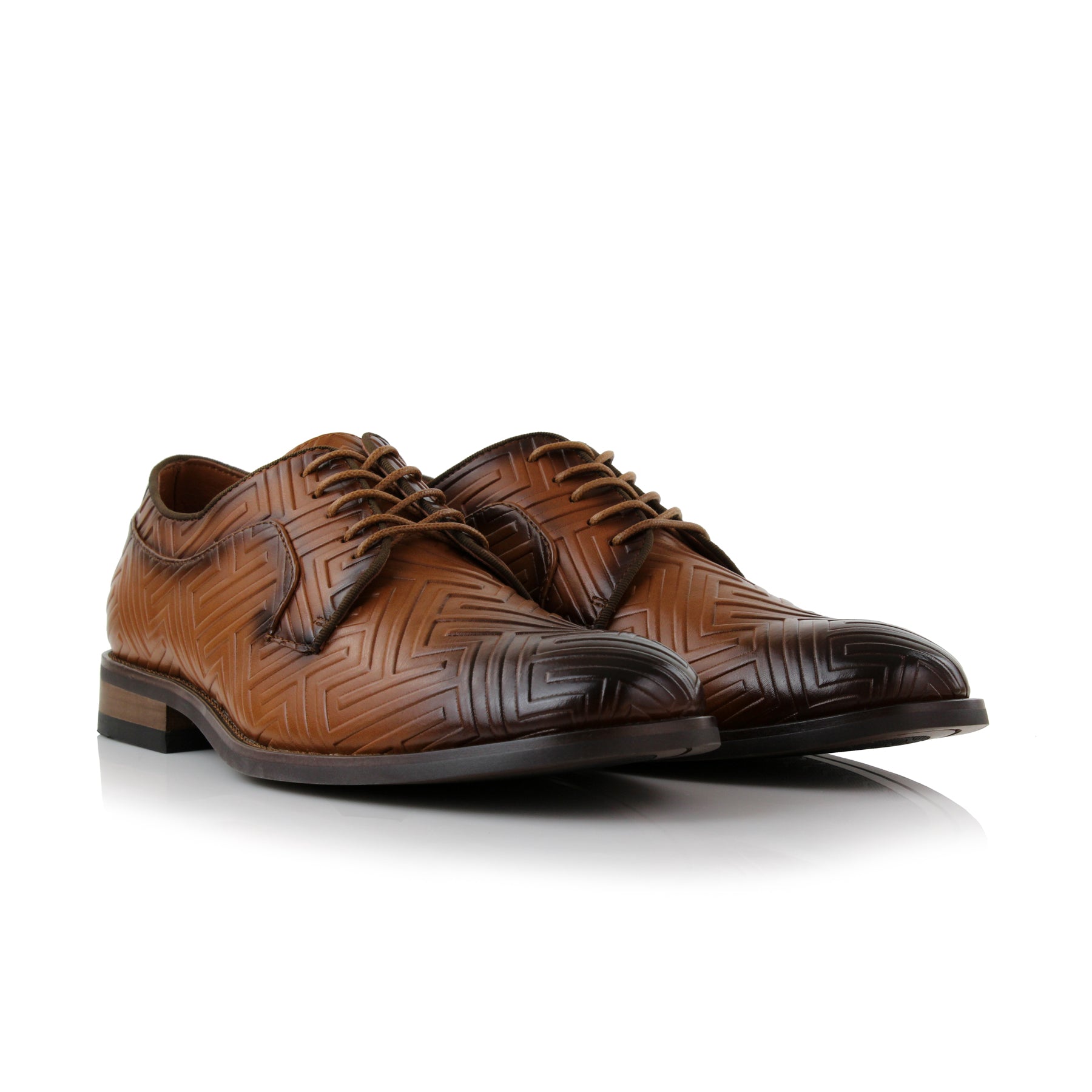 Embossed Pattern Derby Shoes | Jaxon by Ferro Aldo | Conal Footwear | Paired Angle View