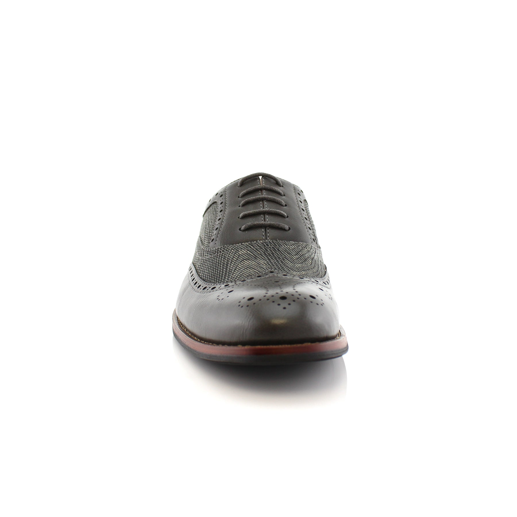 Black Wave Print Wingtip Oxfords | Alan by Ferro Aldo | Conal Footwear | Front Angle View