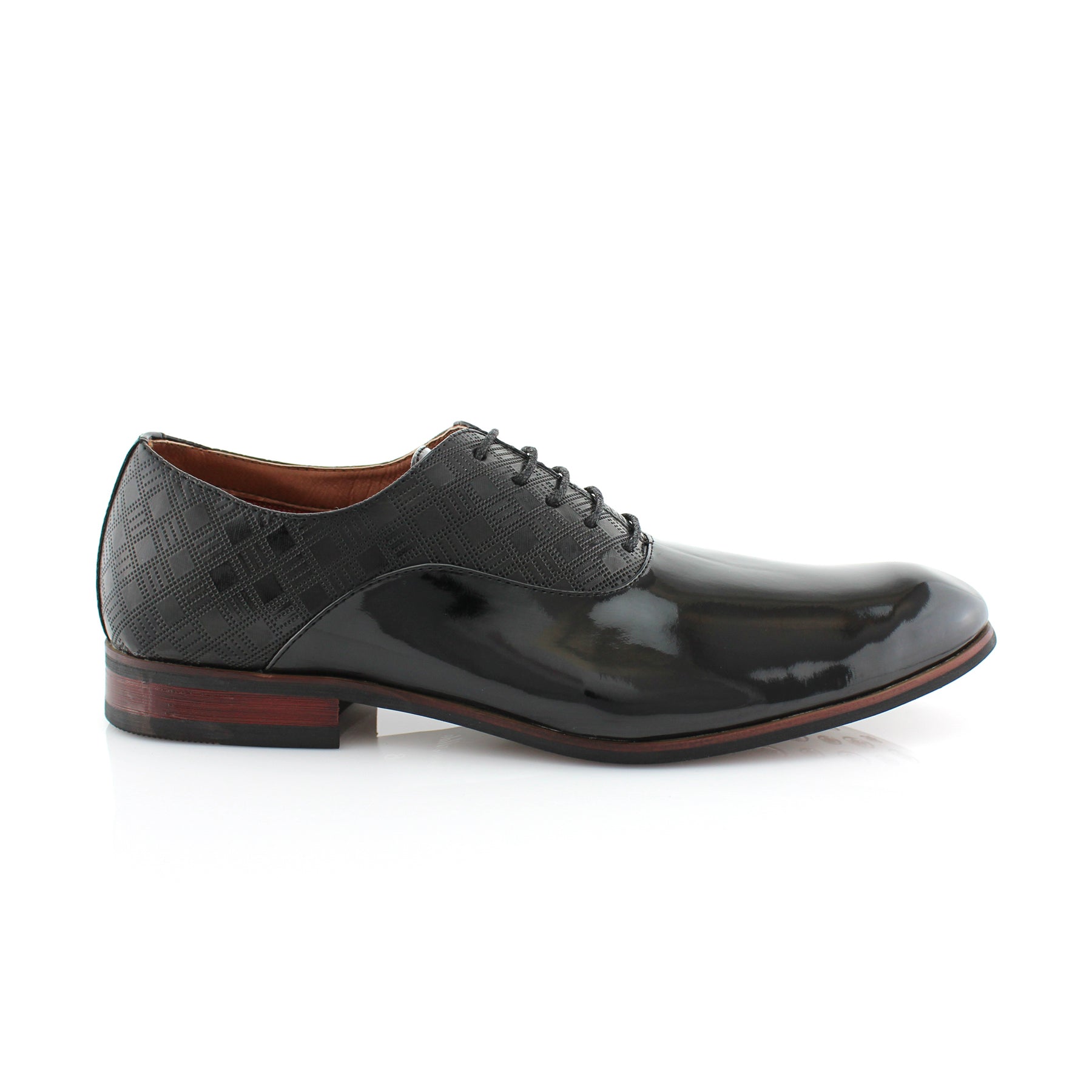 Embossed Patent Leather Oxfords | Joey by Ferro Aldo | Conal Footwear | Outer Side Angle View